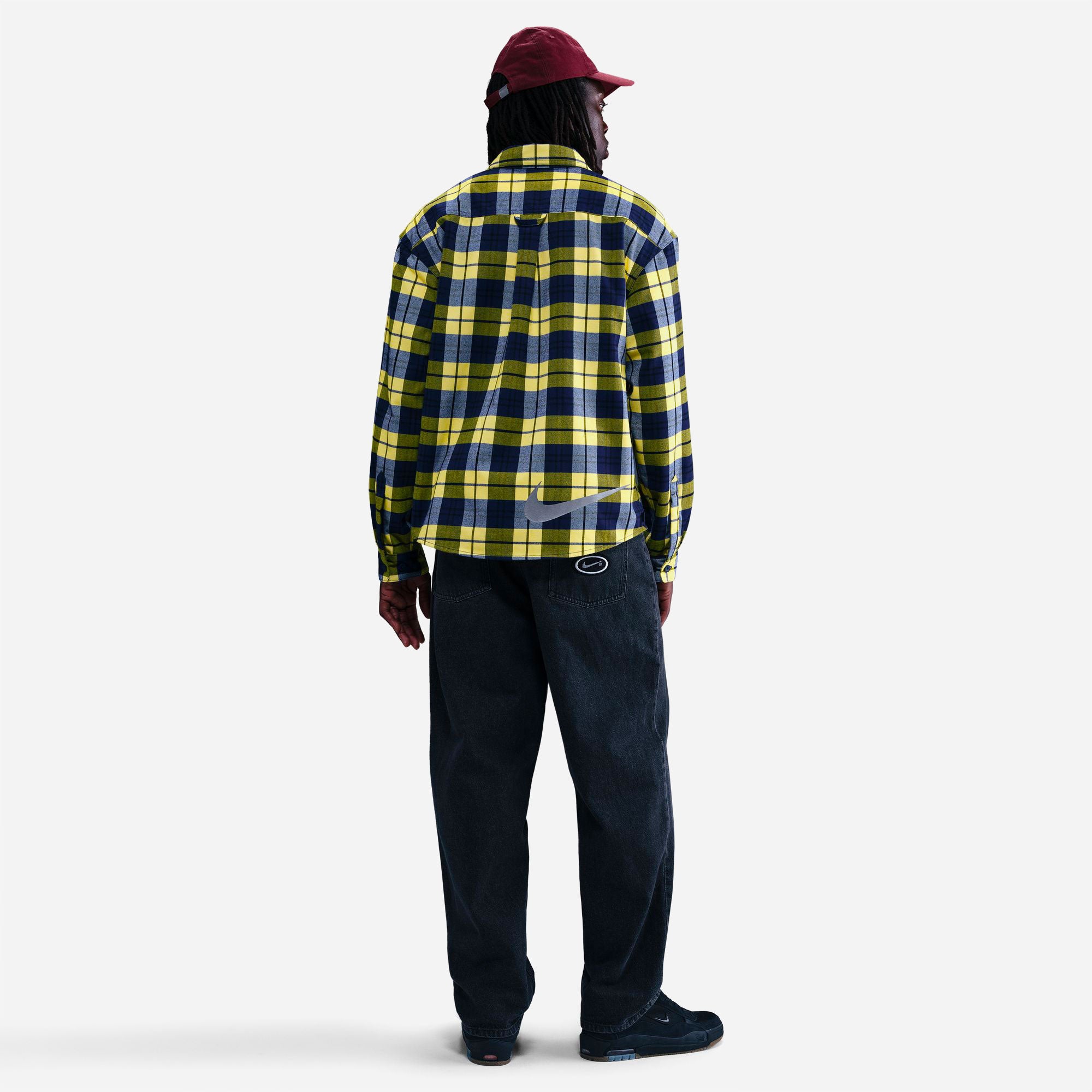Nike SB - Flannel Long Sleeve Button Up Koston - Midnight Navy / Speed Yellow