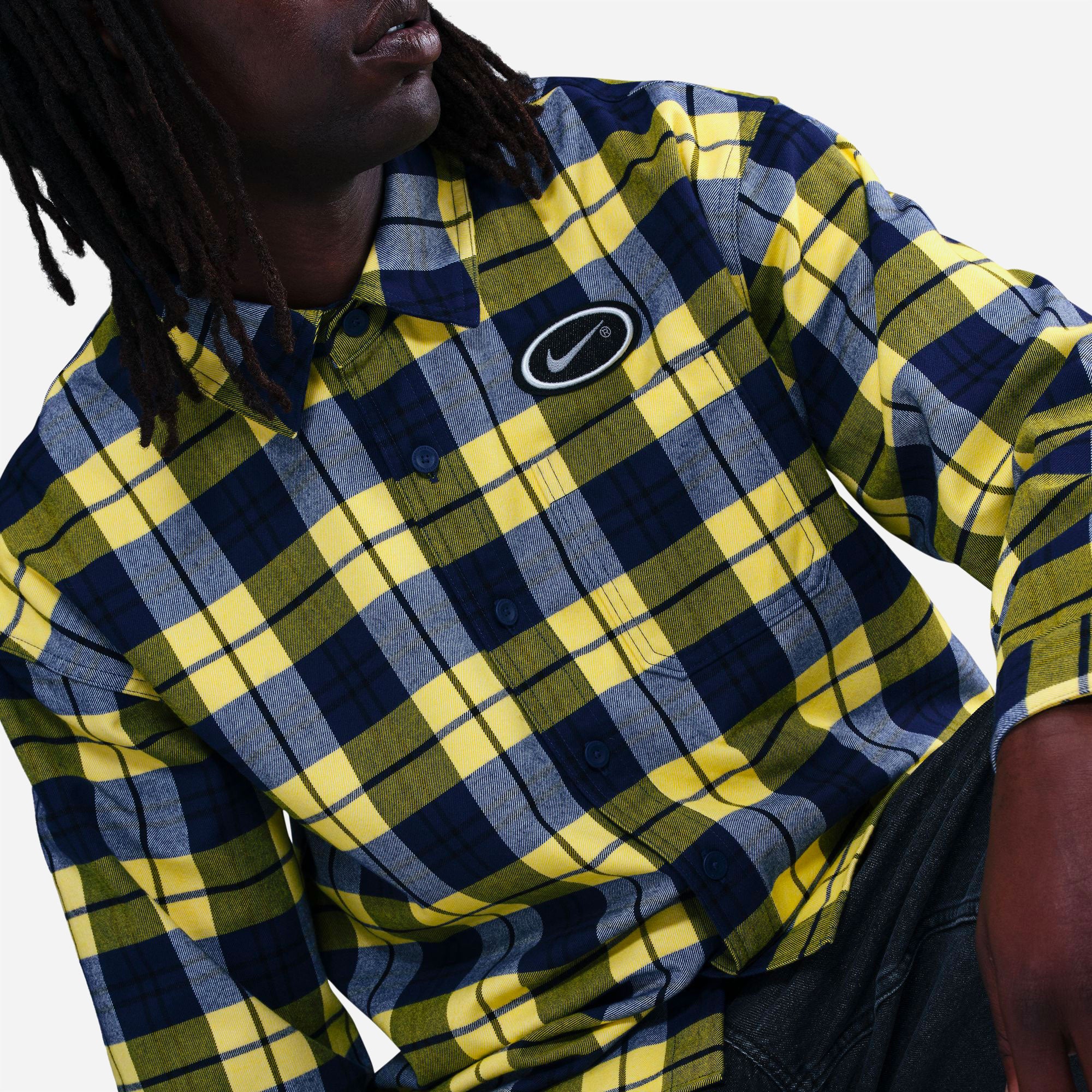 Nike SB - Flannel Long Sleeve Button Up Koston - Midnight Navy / Speed Yellow
