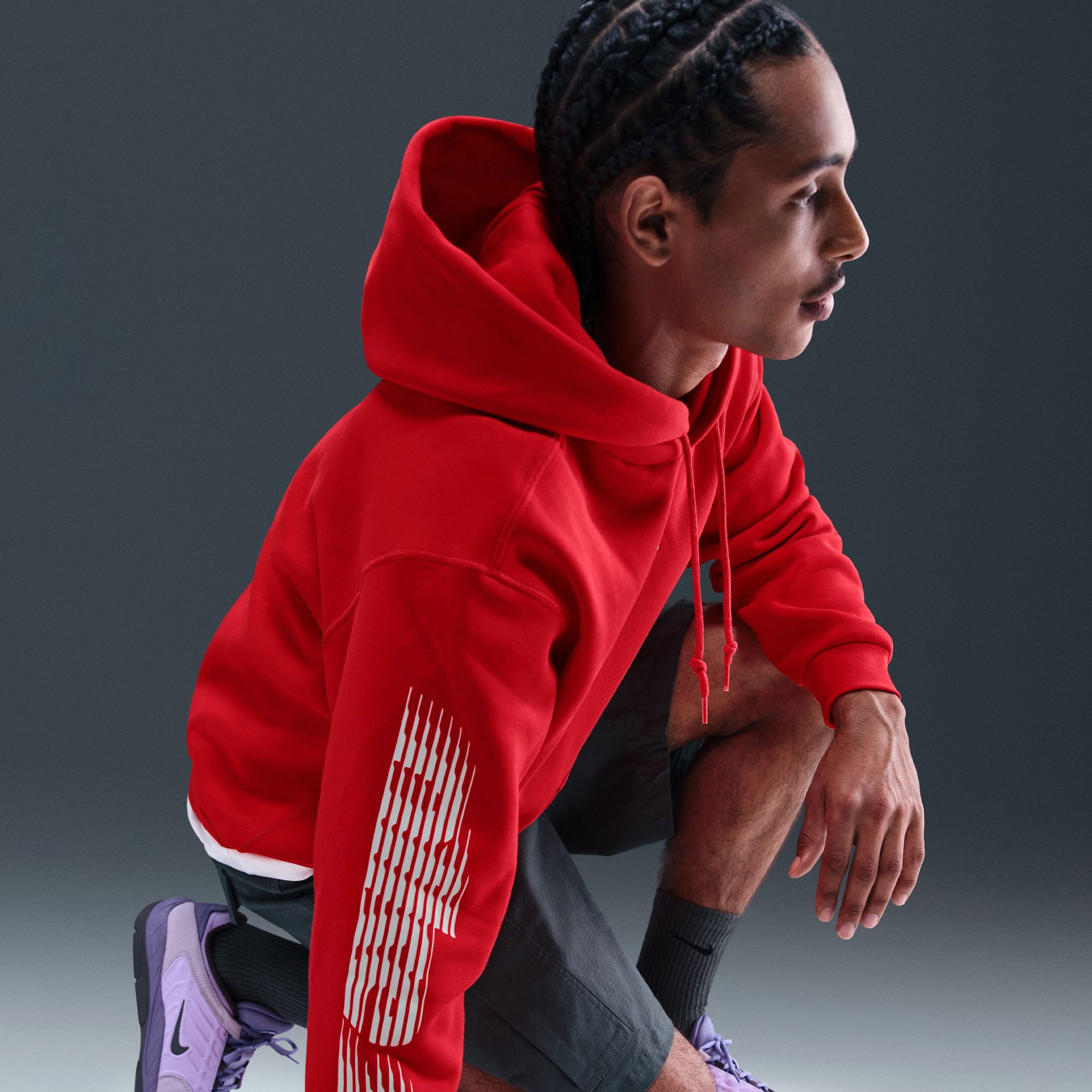 Nike SB - GFX Fleece Pullover Hoodie - Light Crimson / White