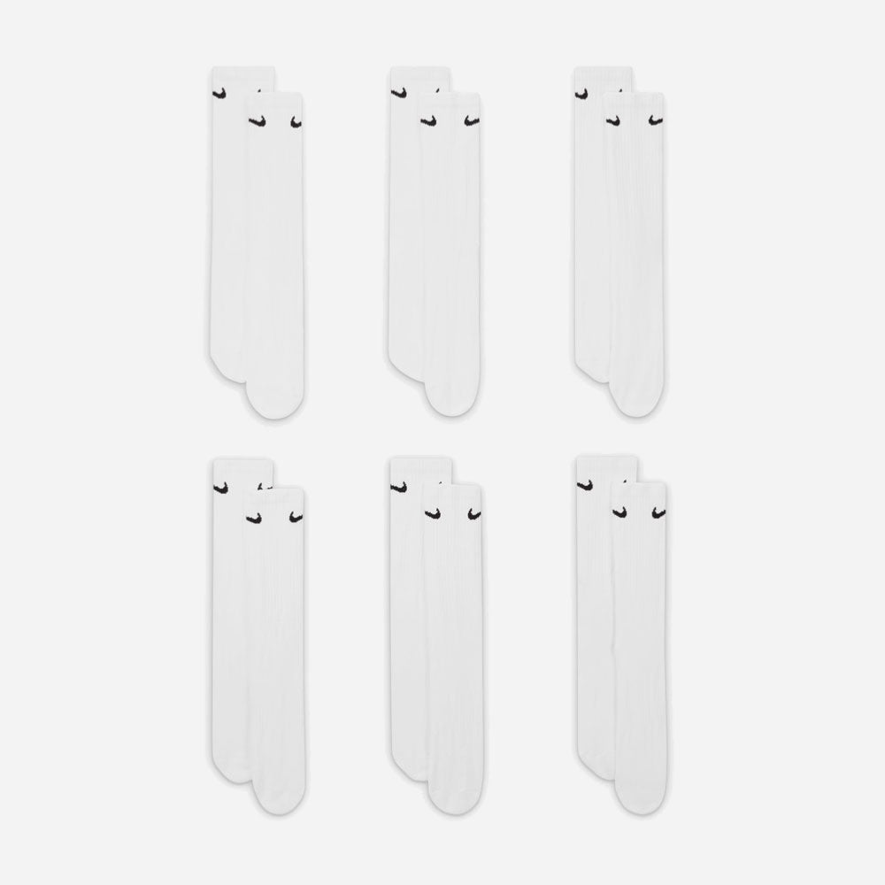 NIKE - EVERYDAY CUSHIONED 6 PACK SOCKS - White