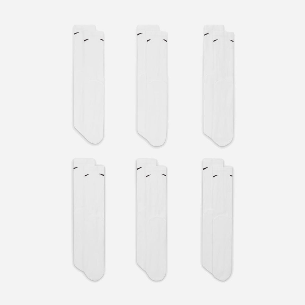 NIKE - EVERYDAY CUSHIONED 6 PACK SOCKS - White