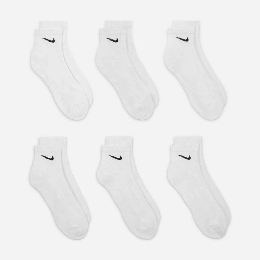 NIKE - EVERYDAY CUSHIONED ANKLE 6 PACK SOCKS - WHITE