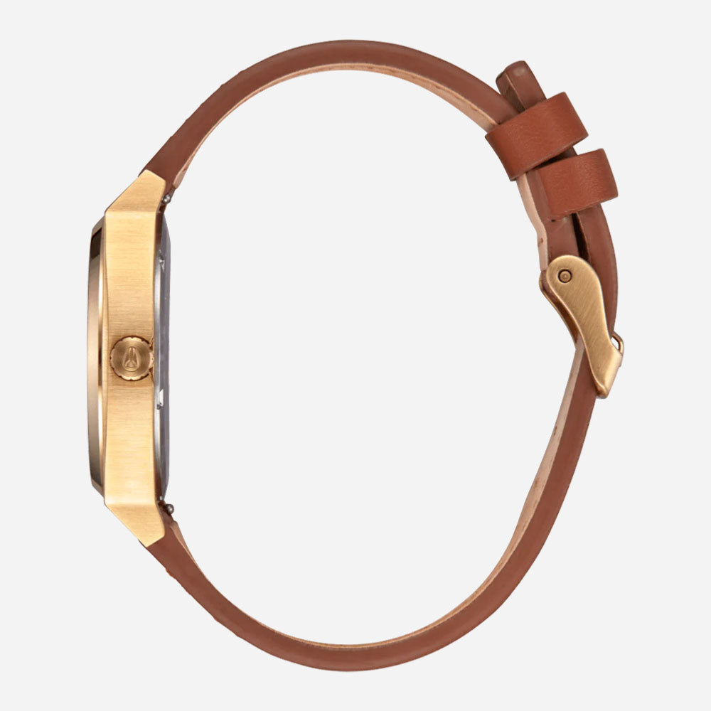 NIXON - TIME TELLER LEATHER - Light Gold White Sunray