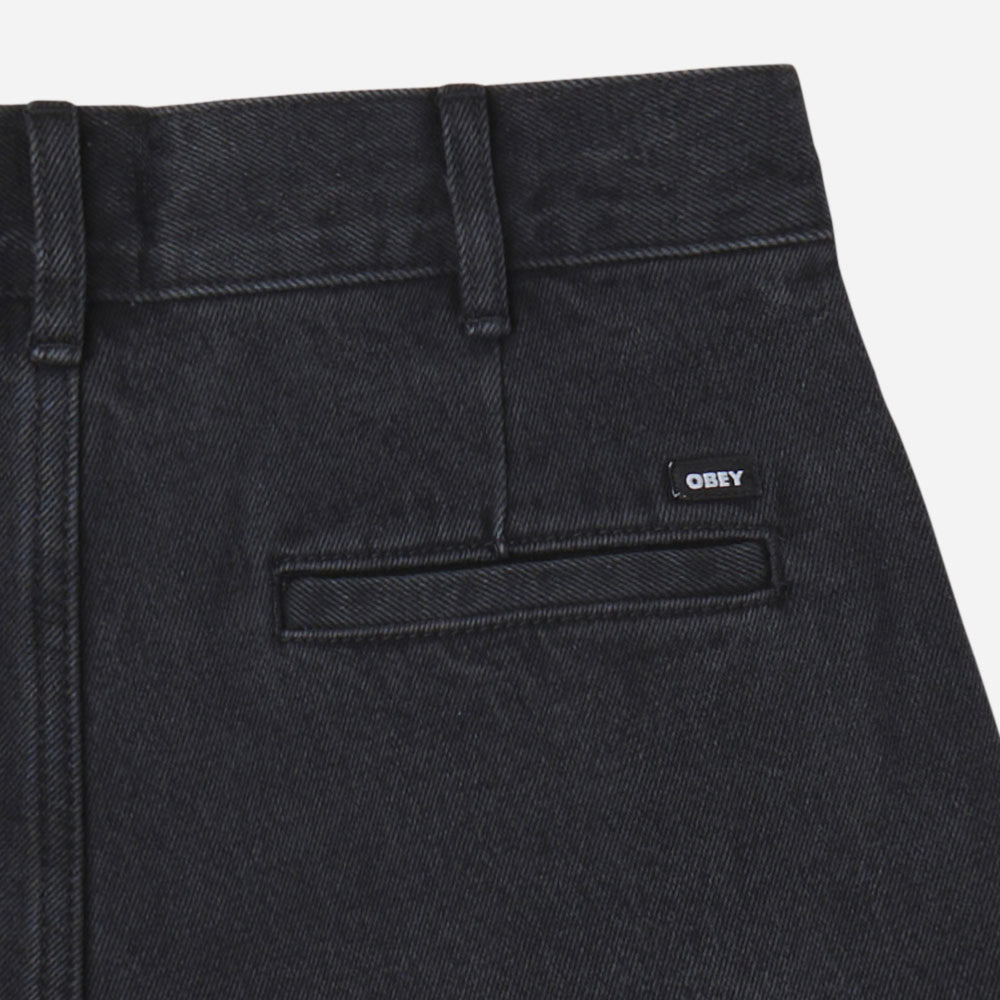 OBEY - ELI PLEATED SHORT - Faded black