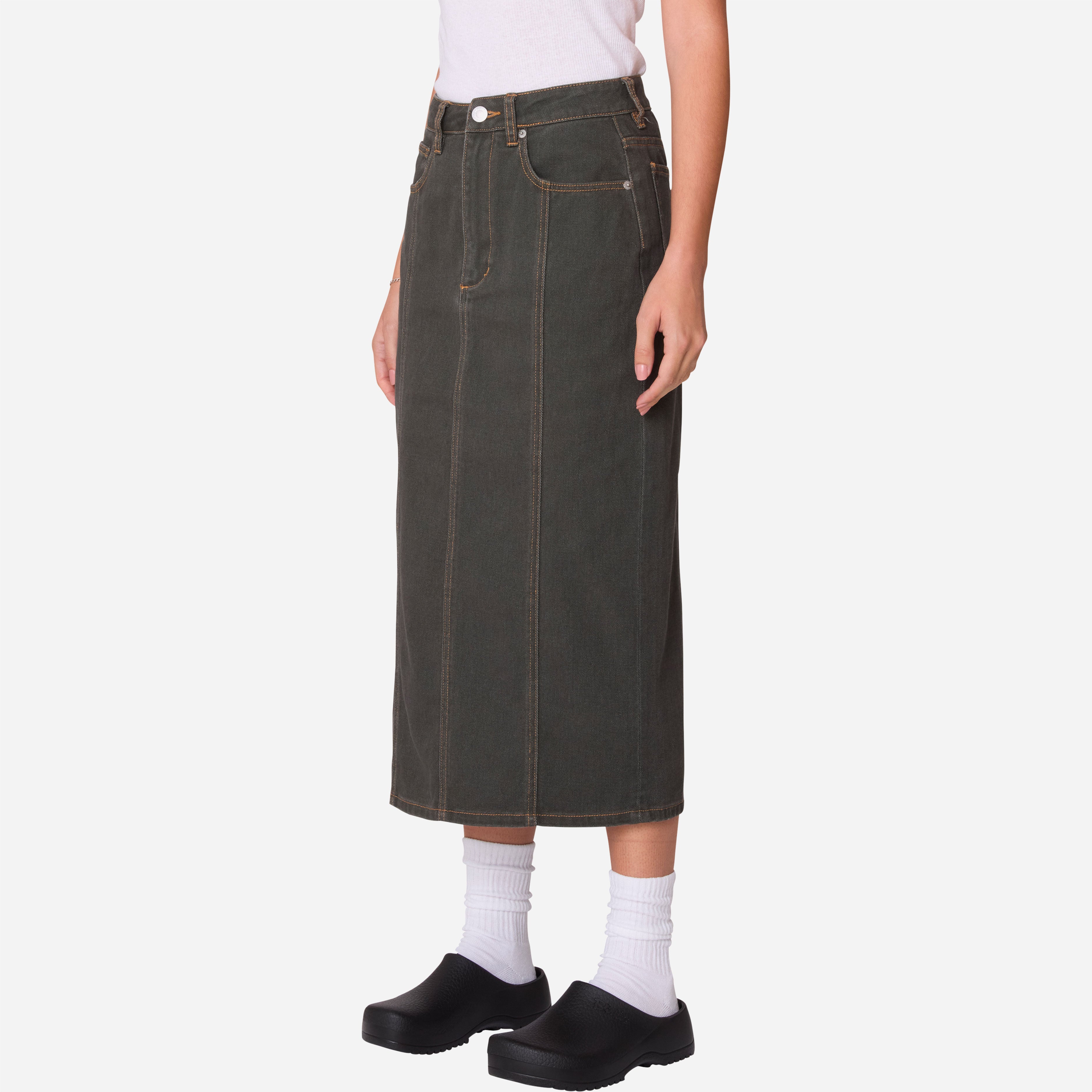 Obey W - Faye Panel Skirt - Grey Faded Wash
