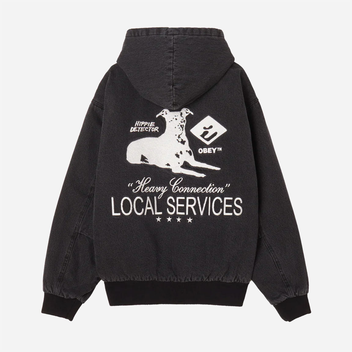 OBEY - LOCAL SERVICE ZIP UP HOOD JACKET - Faded Black