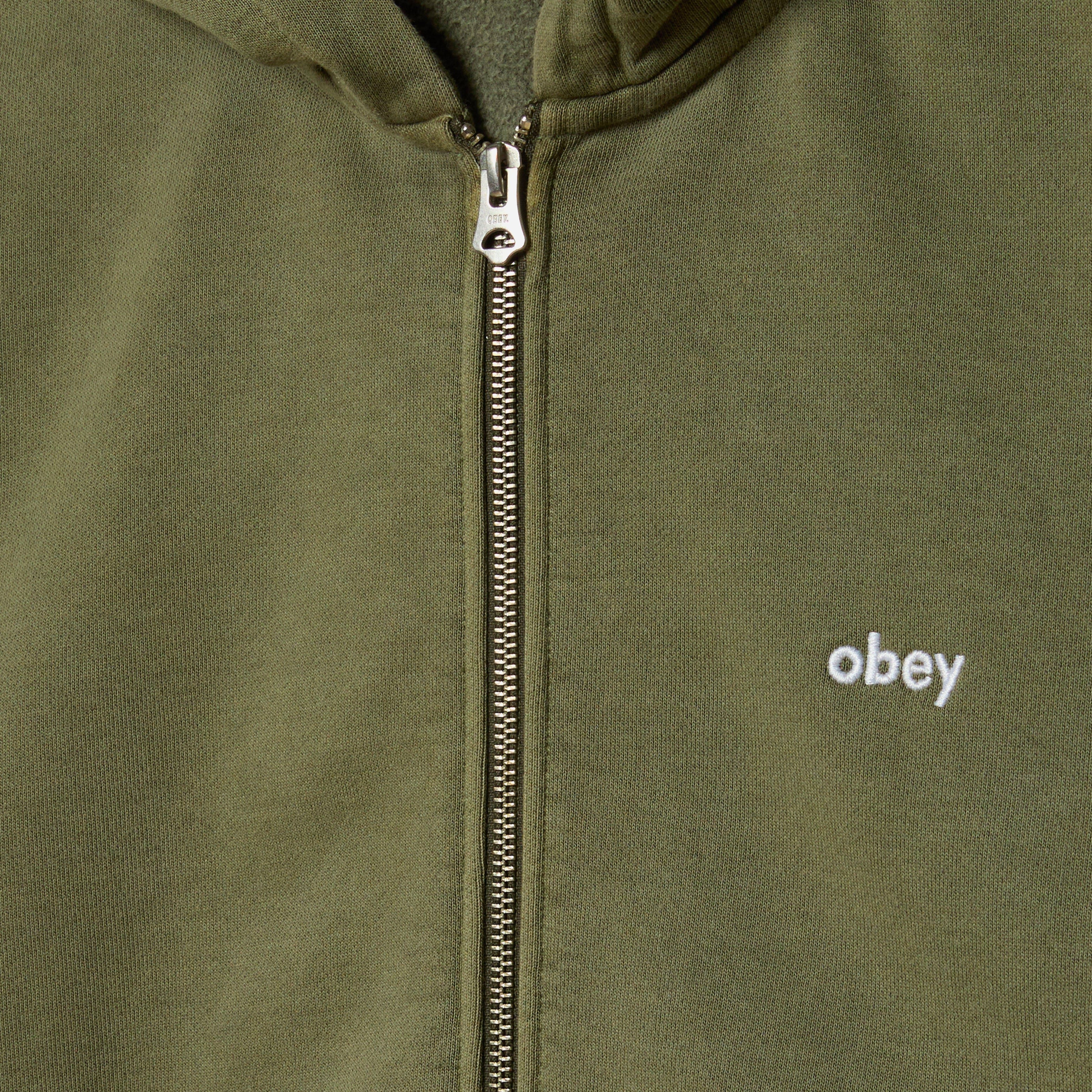 OBEY - Lowercase Pigment Zip Hood - Pigment Deep Lichen Green