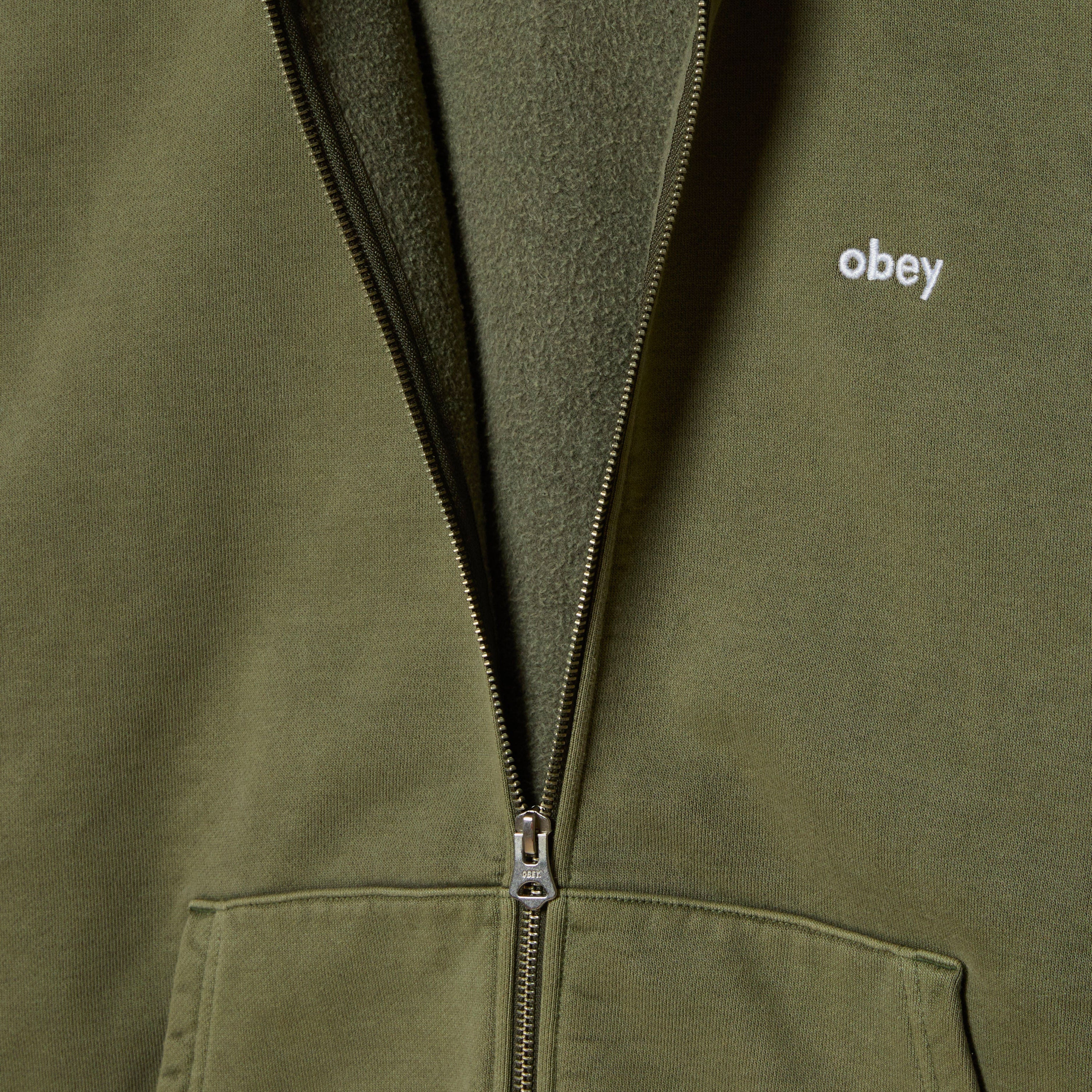 OBEY - Lowercase Pigment Zip Hood - Pigment Deep Lichen Green