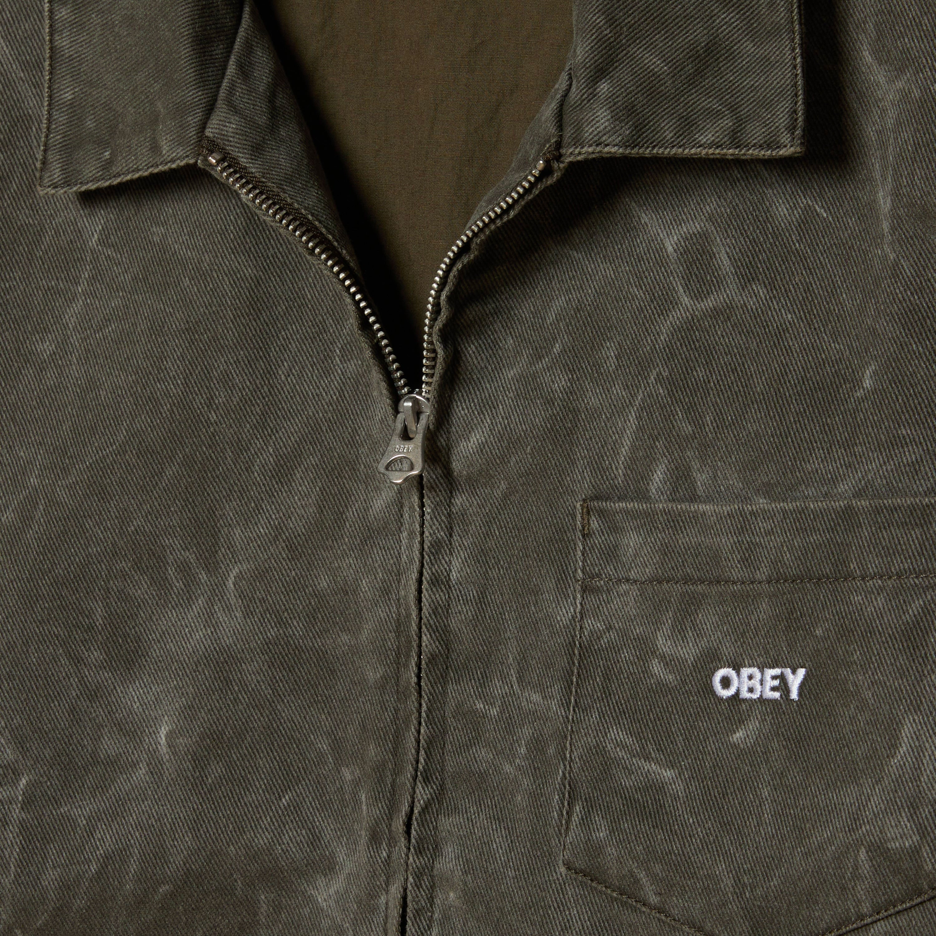 Obey - Workman Zip Jacket - Black Olive Wrinkle Wash