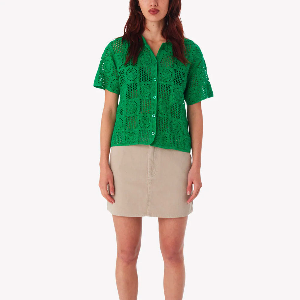 OBEY - AGATHA CROCHET KNIT SWEATER - Spring green