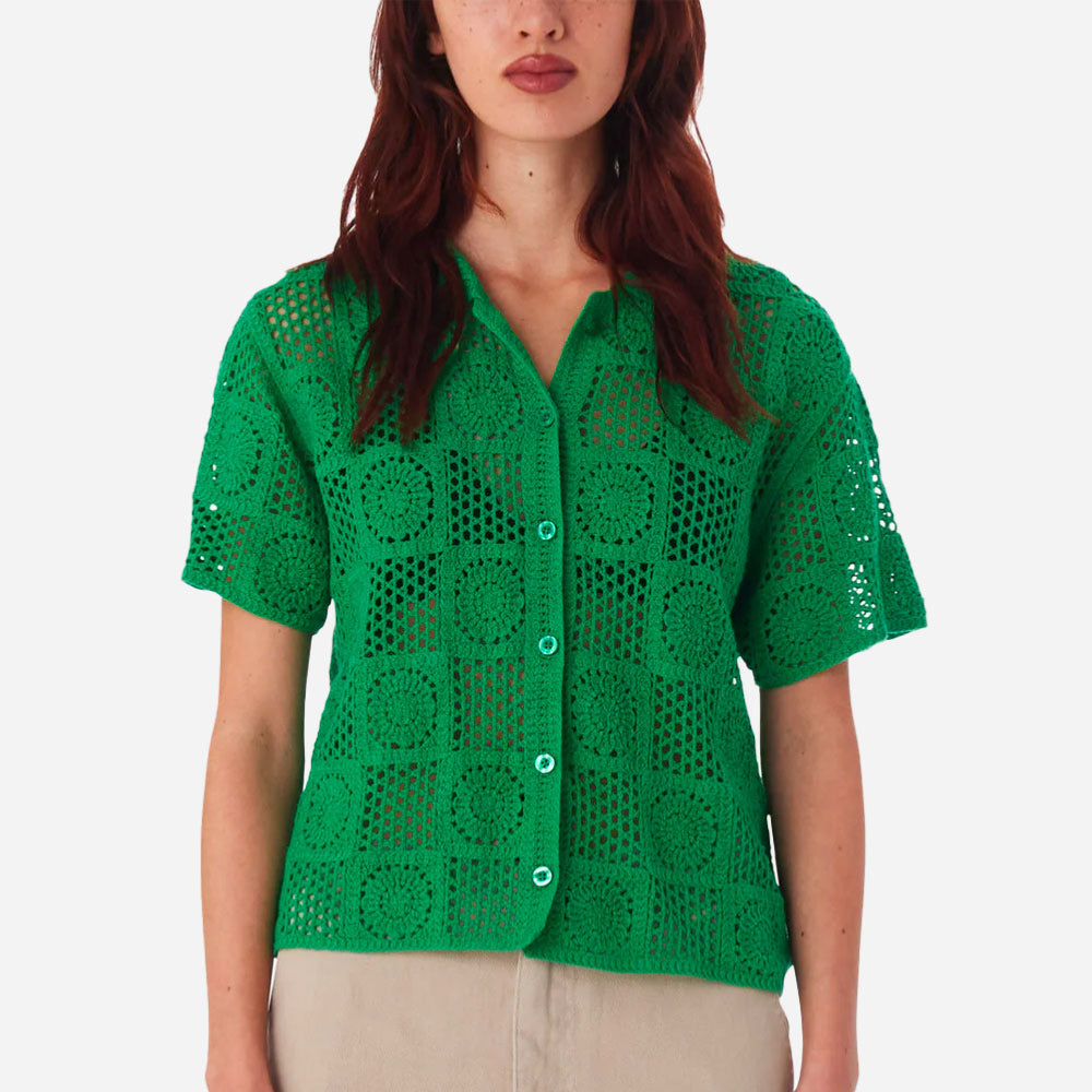 OBEY - AGATHA CROCHET KNIT SWEATER - Spring green