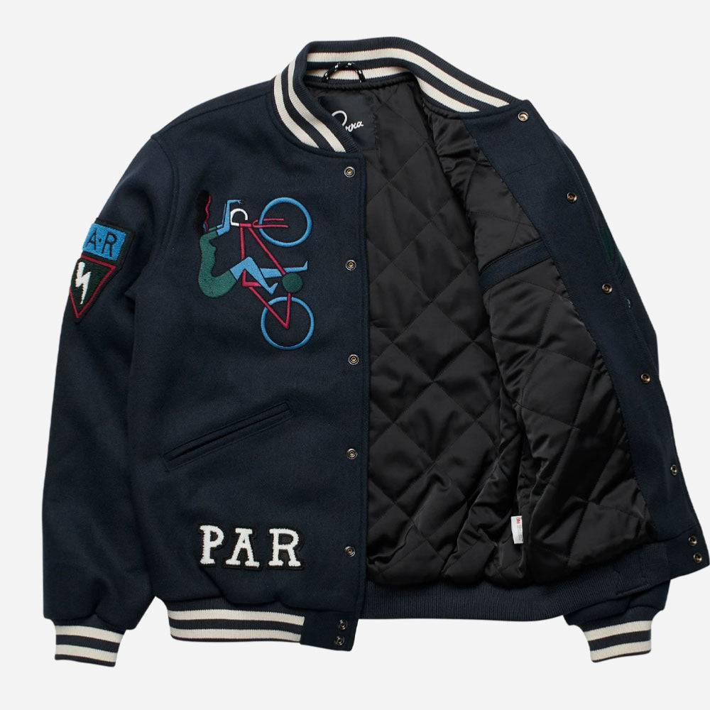 PARRA - RUN SIT & BIKE VARSITY JACKET - Navy Blue
