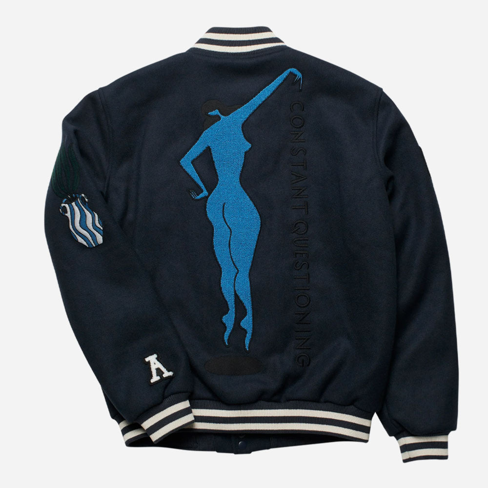 PARRA - RUN SIT & BIKE VARSITY JACKET - Navy Blue