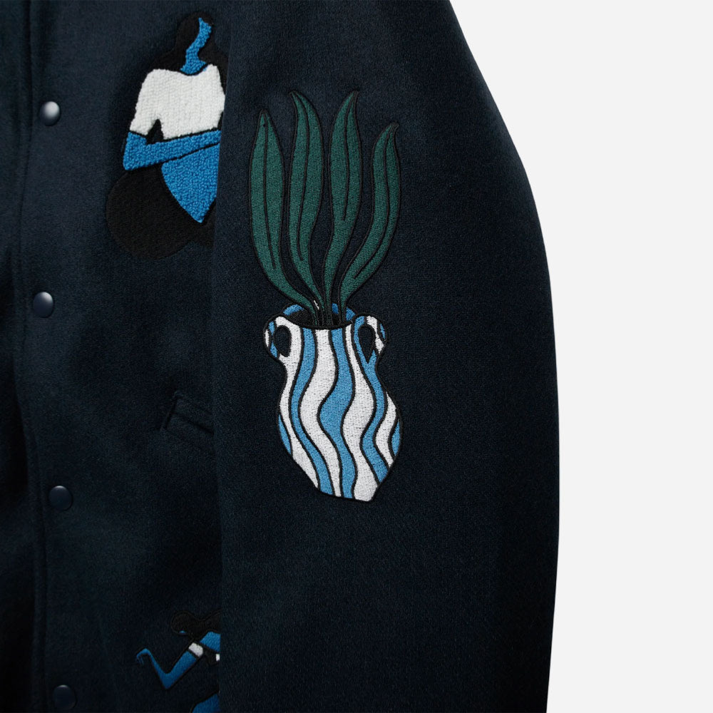 PARRA - RUN SIT & BIKE VARSITY JACKET - Navy Blue