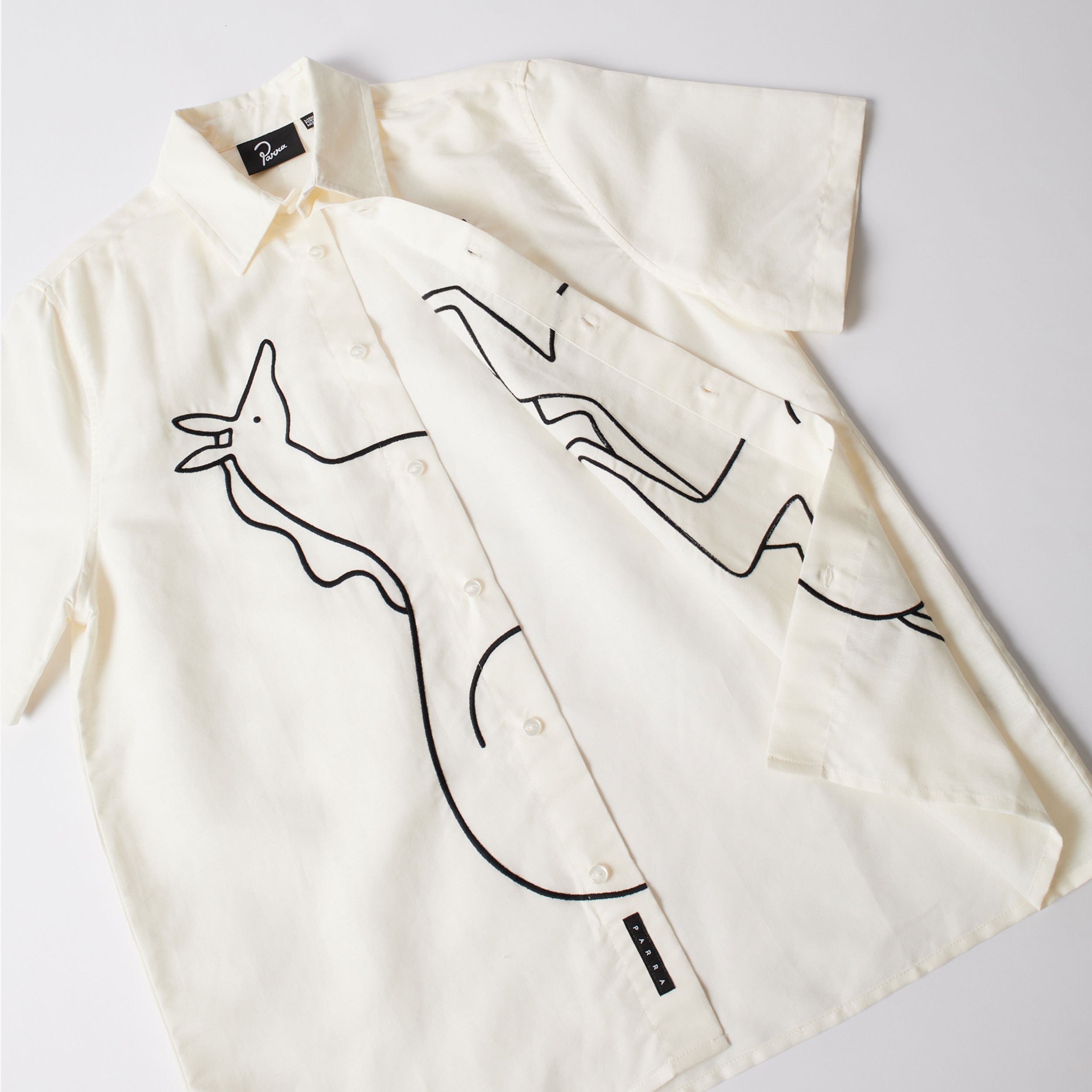 Parra - Vertical horse short sleeve shirt - Off White