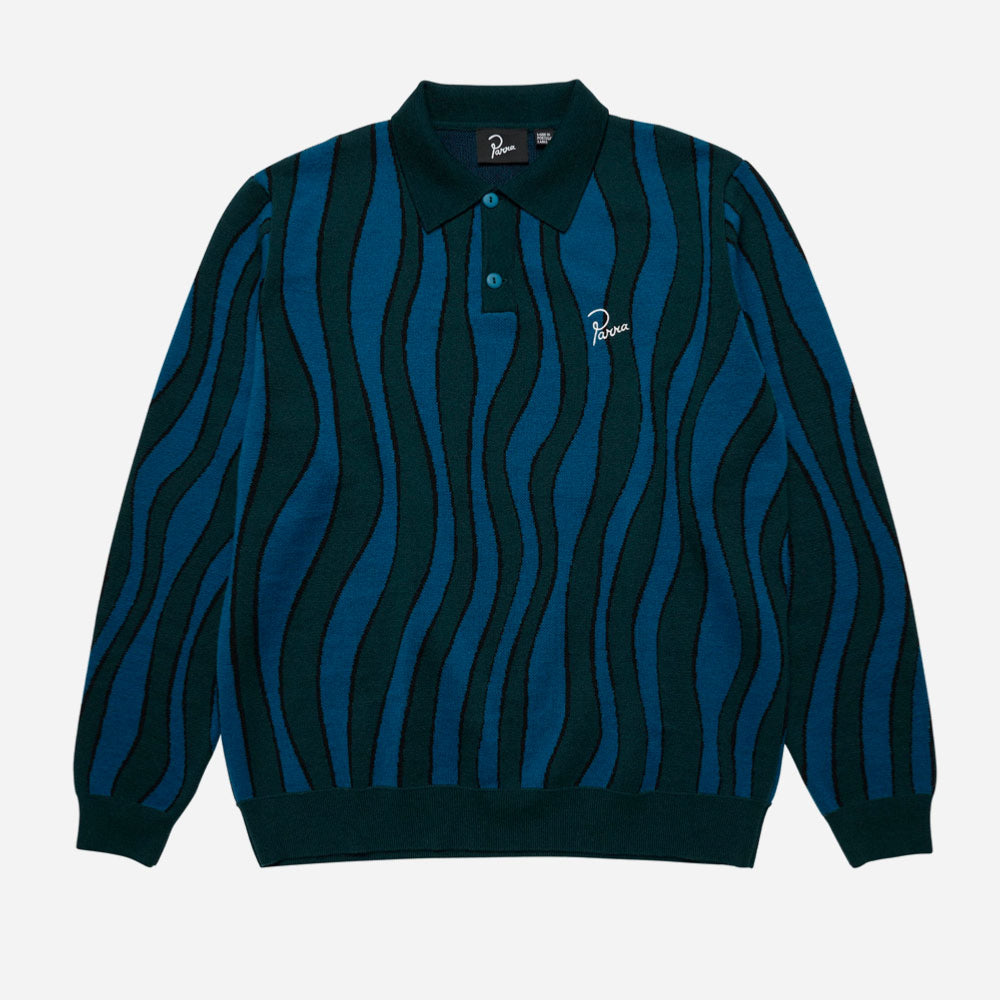 PARRA - AQUA WEED WAVES KNITTED POLO SHIRT - Multi