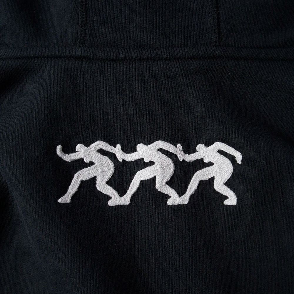 PARRA - ZIPPED PIGEON HOODED SWEATSHIRT - Black