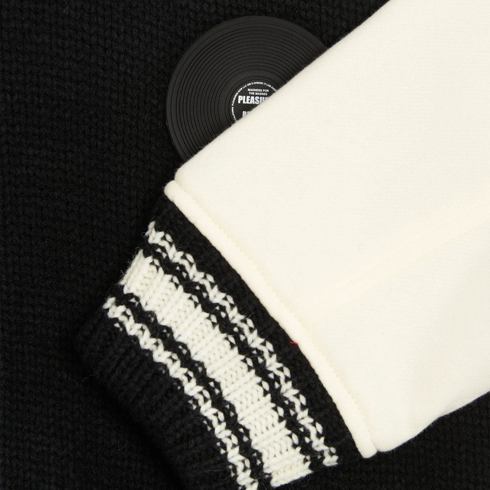 PLEASURES - SMOKE KNITTED VARSITY JACKET - BLACK
