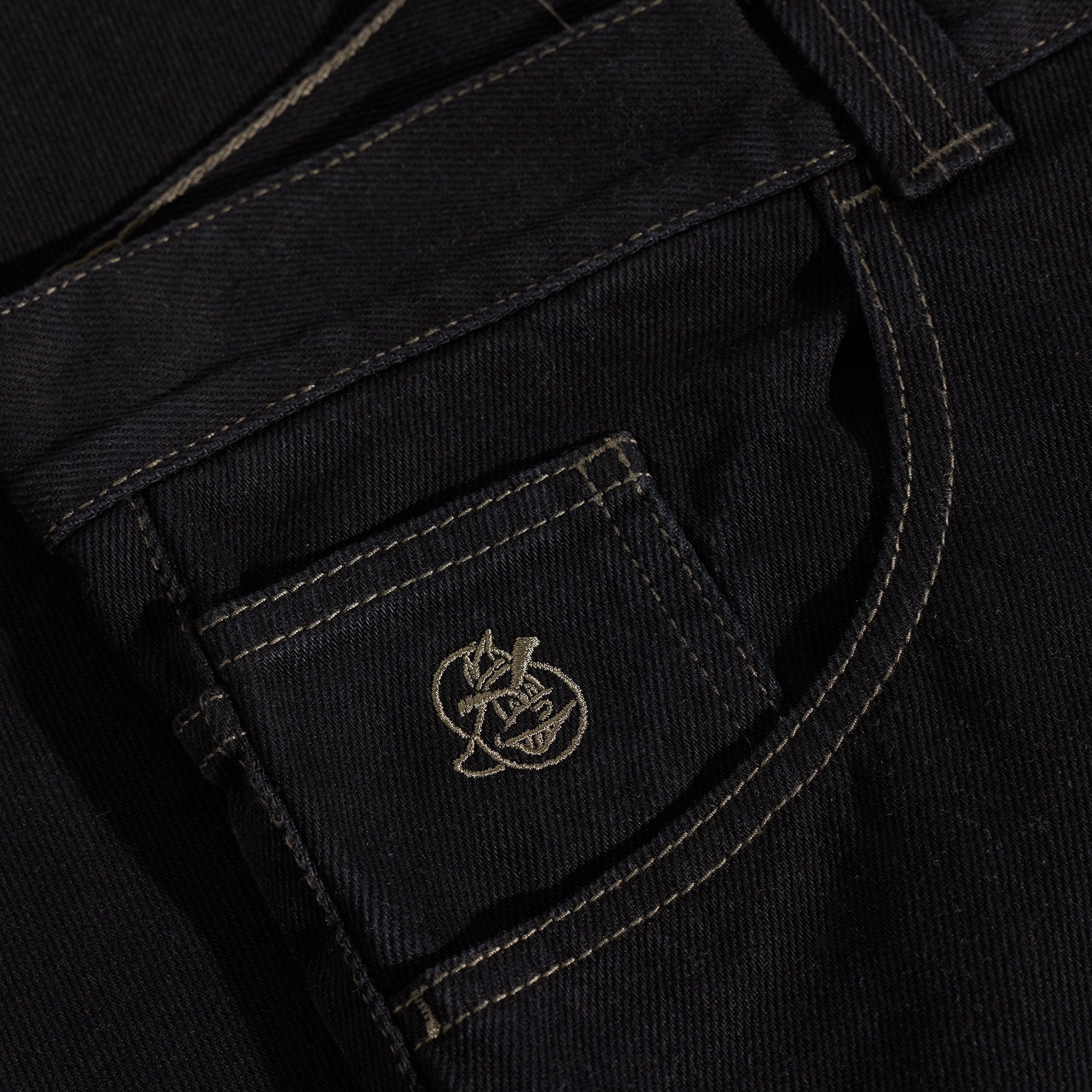 Polar Skate Co. - 93'S Jean Denim Contrast Stitching - Black / Dark Olive