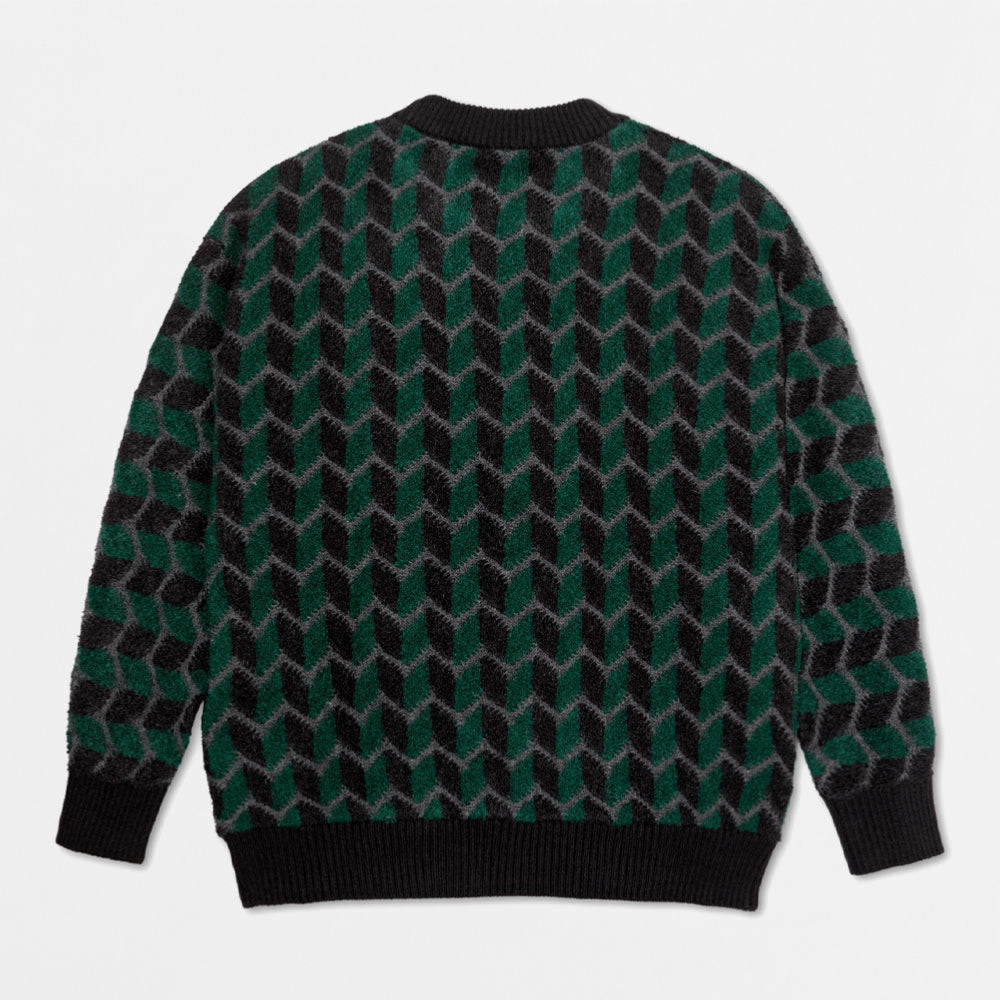 POLAR SKATE Co.- ZIG ZAG KNIT SWEATER - BLACK DARK TEAL