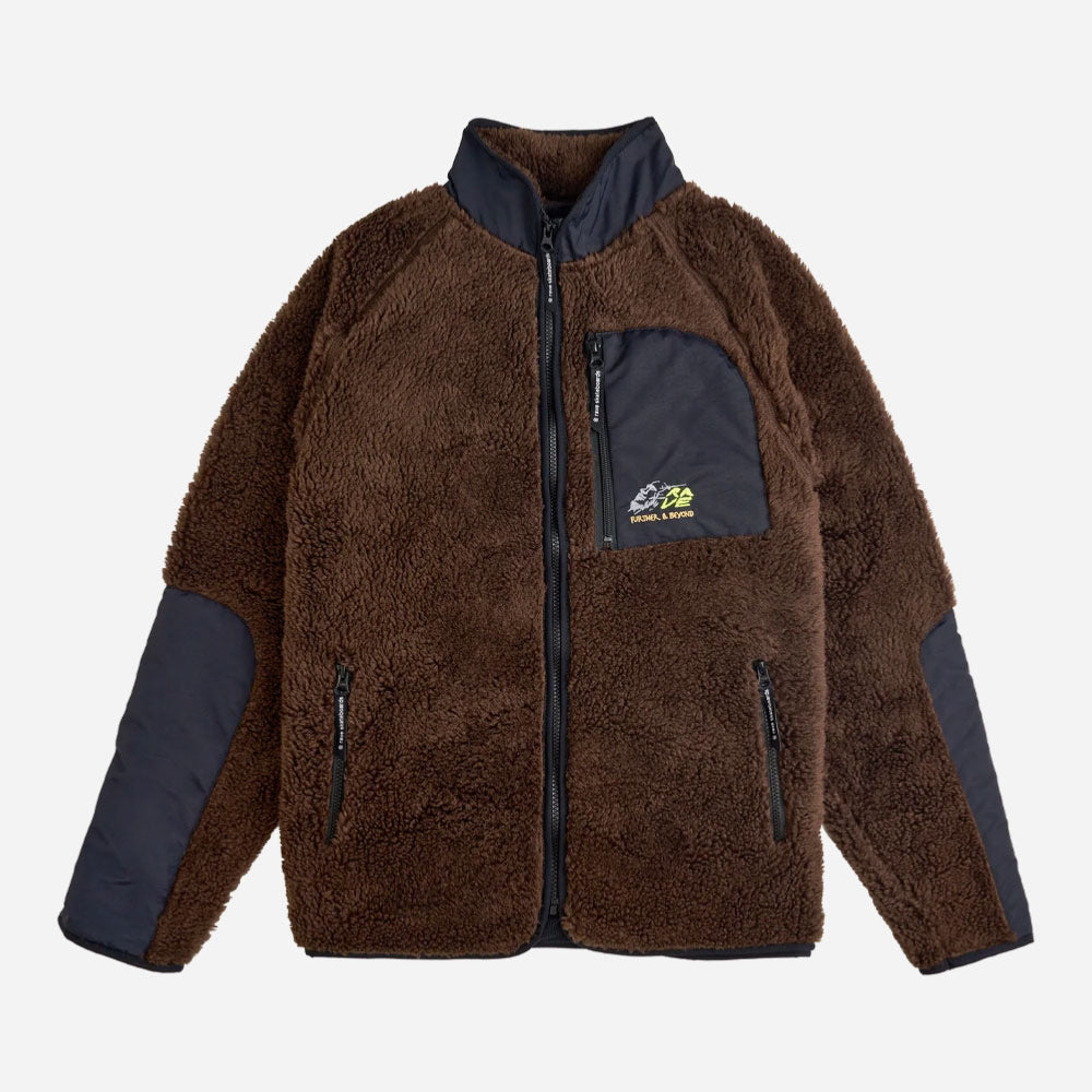 Rave Skateboards FB Sherpa Fleece Hoodie Dark Brown