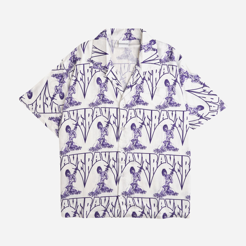 RAVE SKATEBOARDS - CASCA HAWAIIAN SHIRT - Navy Off White