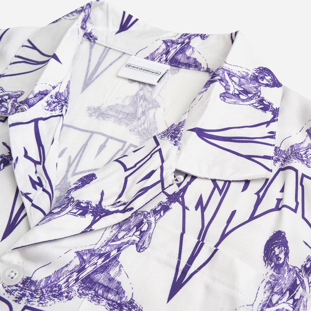 RAVE SKATEBOARDS - CASCA HAWAIIAN SHIRT - Navy Off White