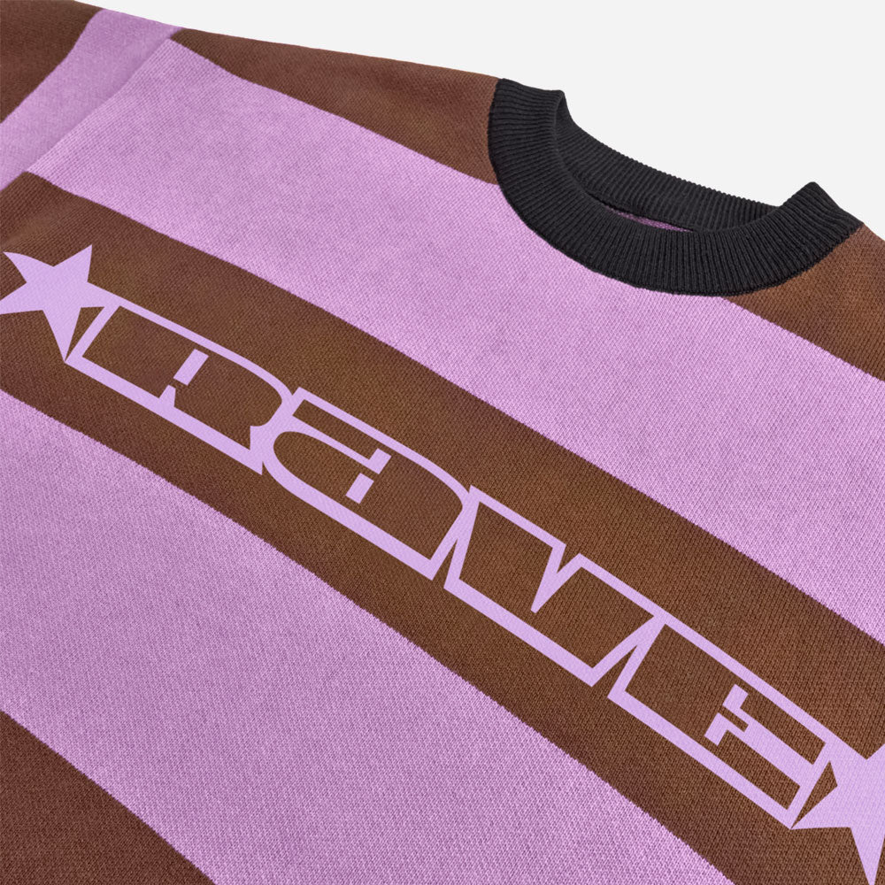 RAVE SKATEBOARDS - DONNIE KNIT STRIPED CREWNECK - Brown Lilac