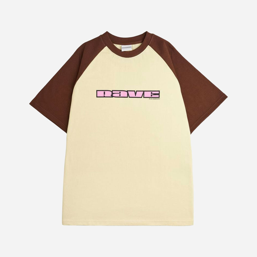 RAVE SKATEBOARDS - FRIDAY RAGLAN TEE - Brown Vanilla