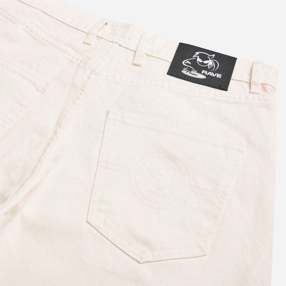 Rave skateboards - big denim pant- white