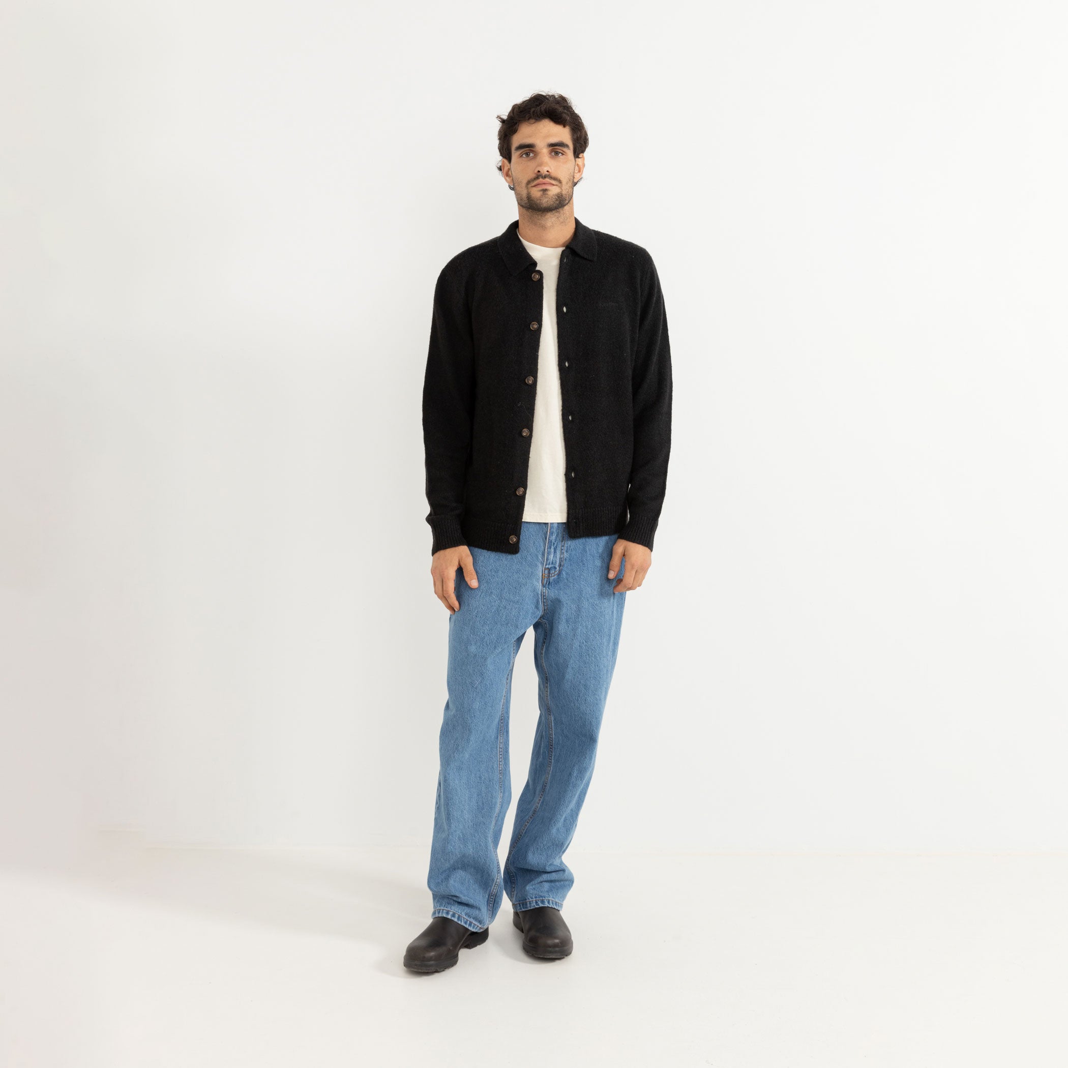 Rhythm - Mohair Button Up Knit - Black