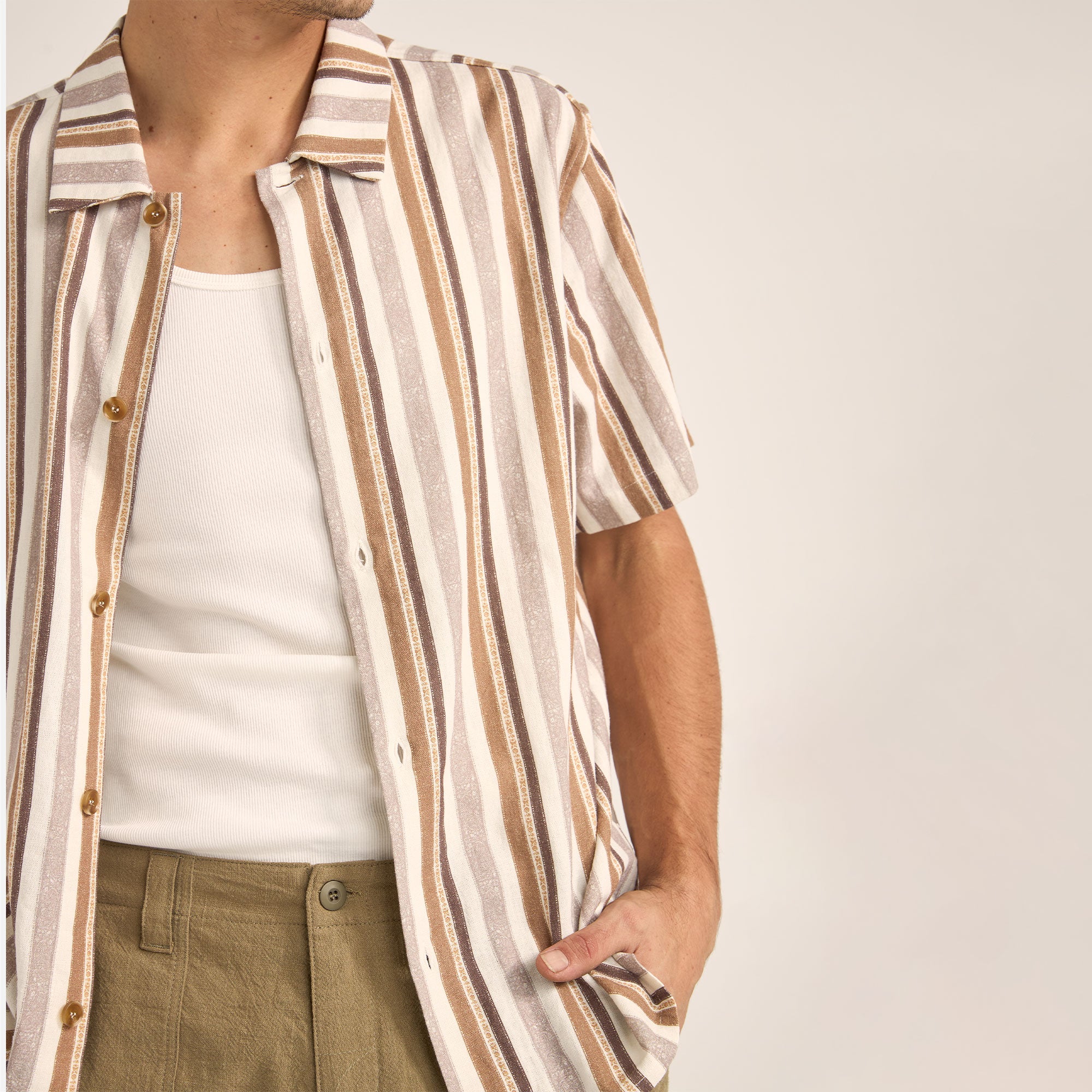 Rhythm - Paisley Stripe SS shirt - Cedar