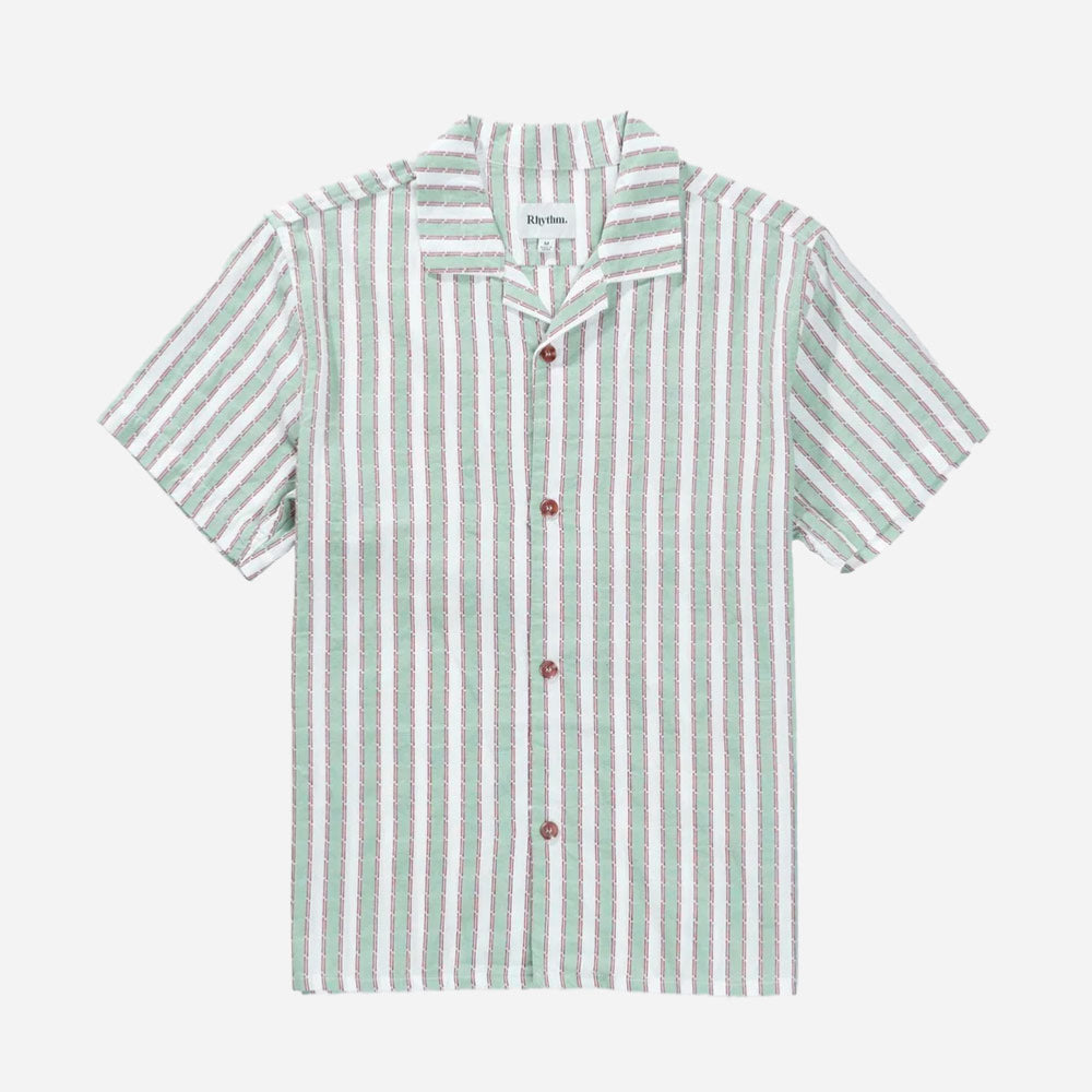 RHYTHM - VACATION STRIPE SS SHIRT - Sea Green