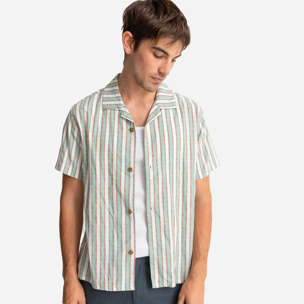 RHYTHM - VACATION STRIPE SS SHIRT - Sea Green
