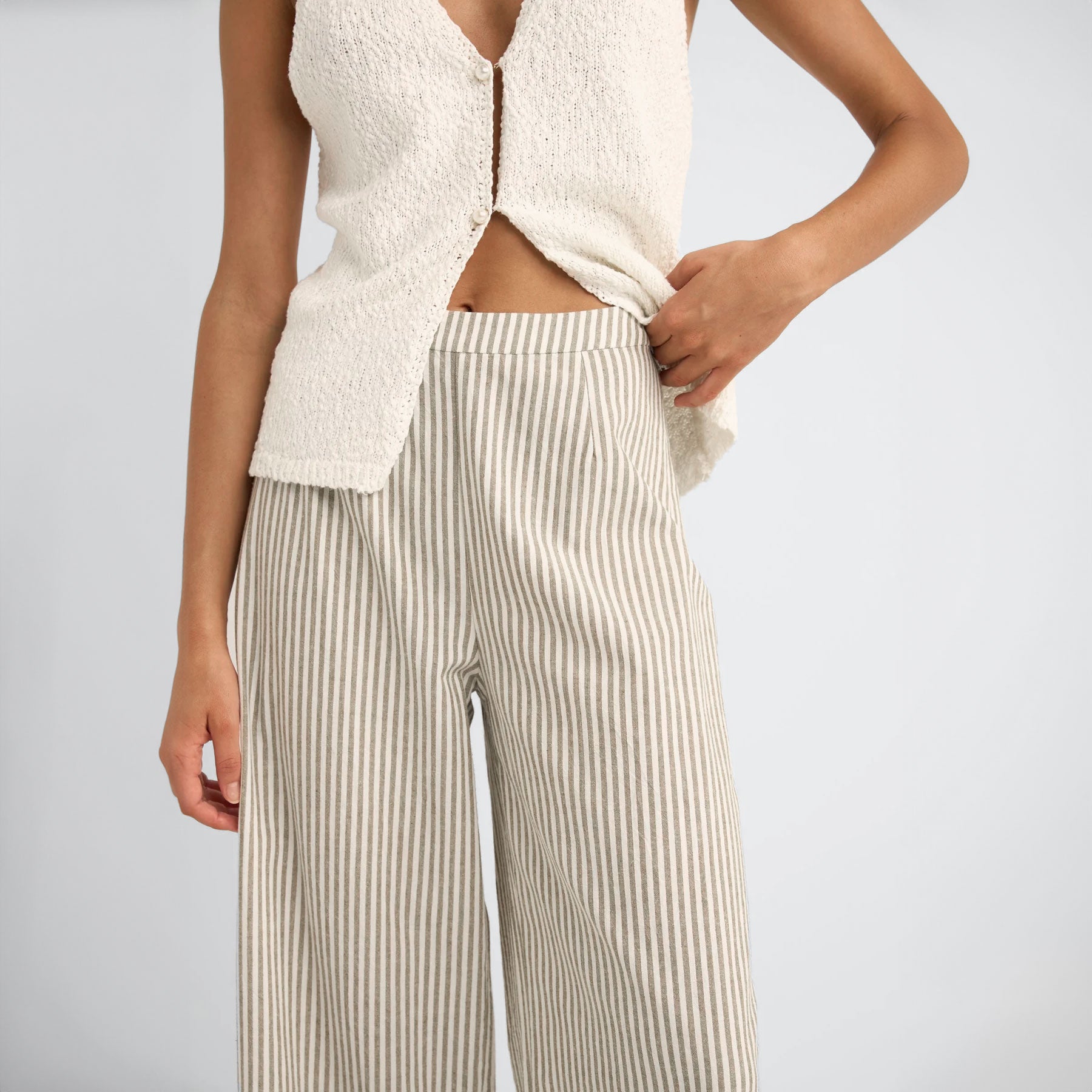 Rhythm - Valley Stripe Oversized Wide Leg Pant - Ivy