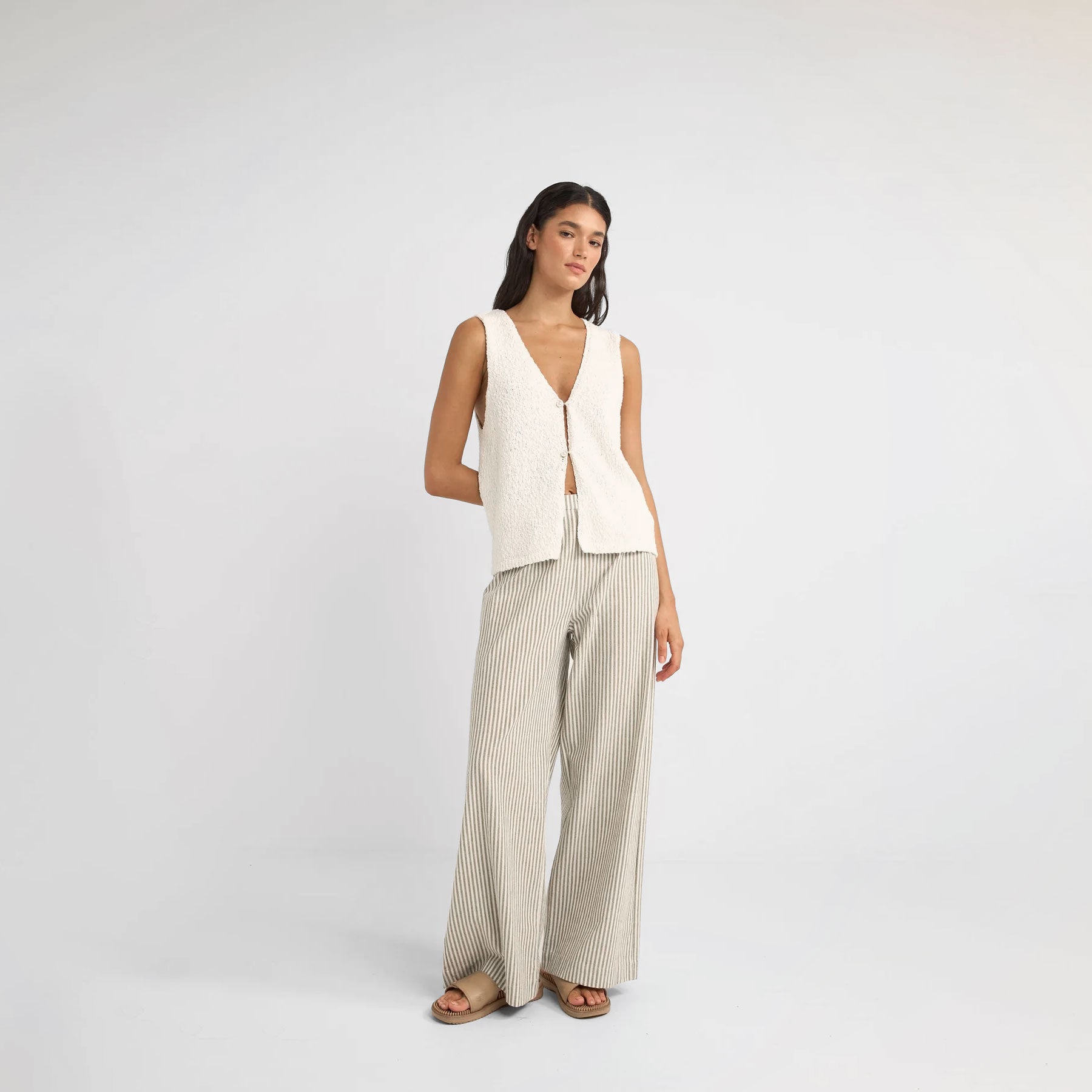 Rhythm - Valley Stripe Oversized Wide Leg Pant - Ivy