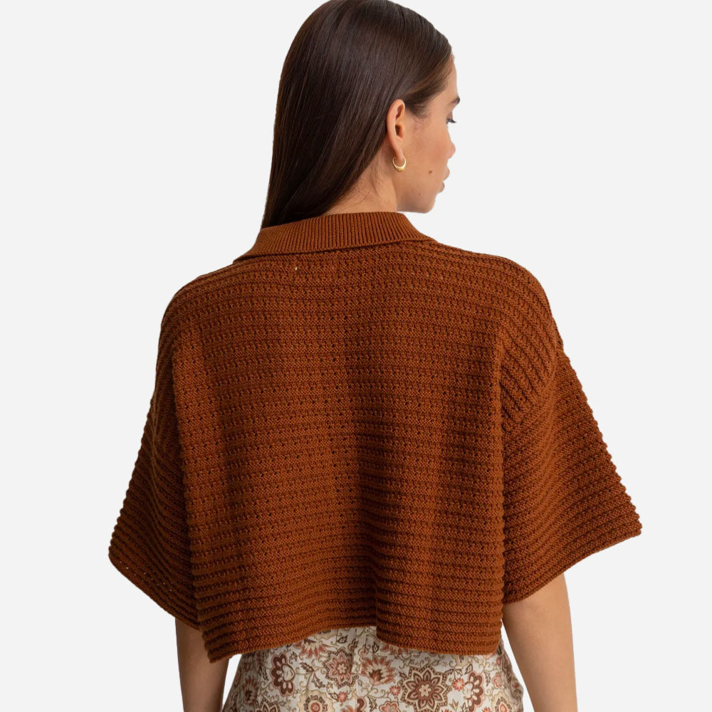 RHYTHM - EVERMORE KNIT SHORT SLEEVE SHIRT - Caramel