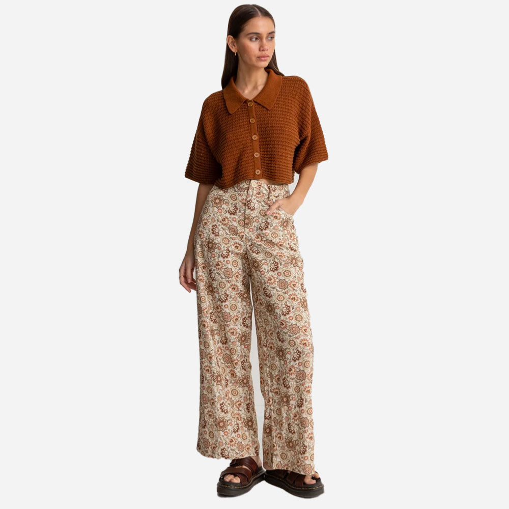 RHYTHM - RAYA PAISLEY WIDE LEG PANT - Natural