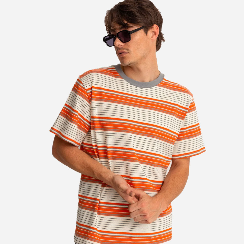 RHYTHM - VINTAGE STRIPE SS T-SHIRT - Natural