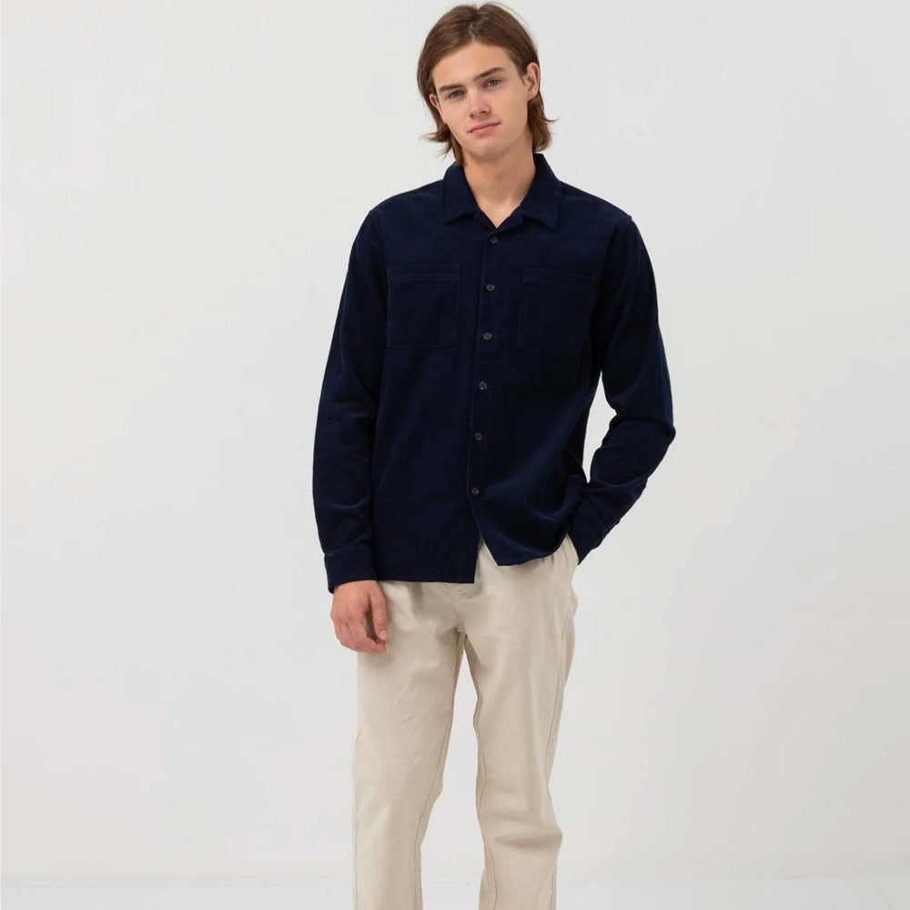 RHYTHM - CORDUROY LS SHIRT - Navy