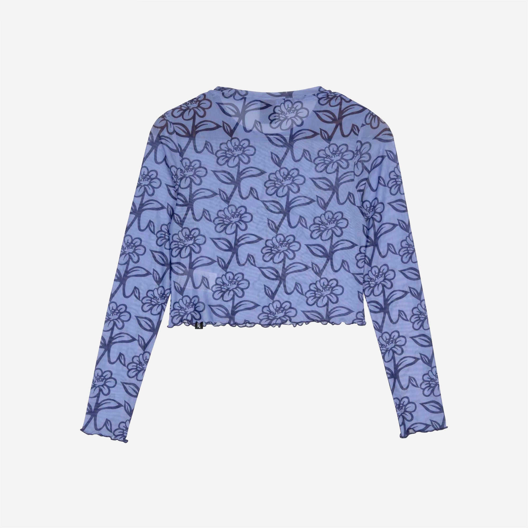 Santa Cruz - Delfino Flower Mesh Crop LS Top - Blue / Dark Blue