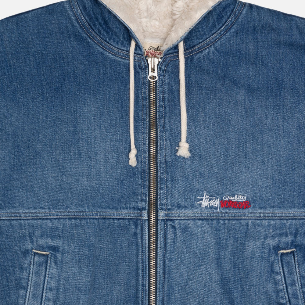 Stussy - Denim Sherpa Work Jacket - Washed Blue