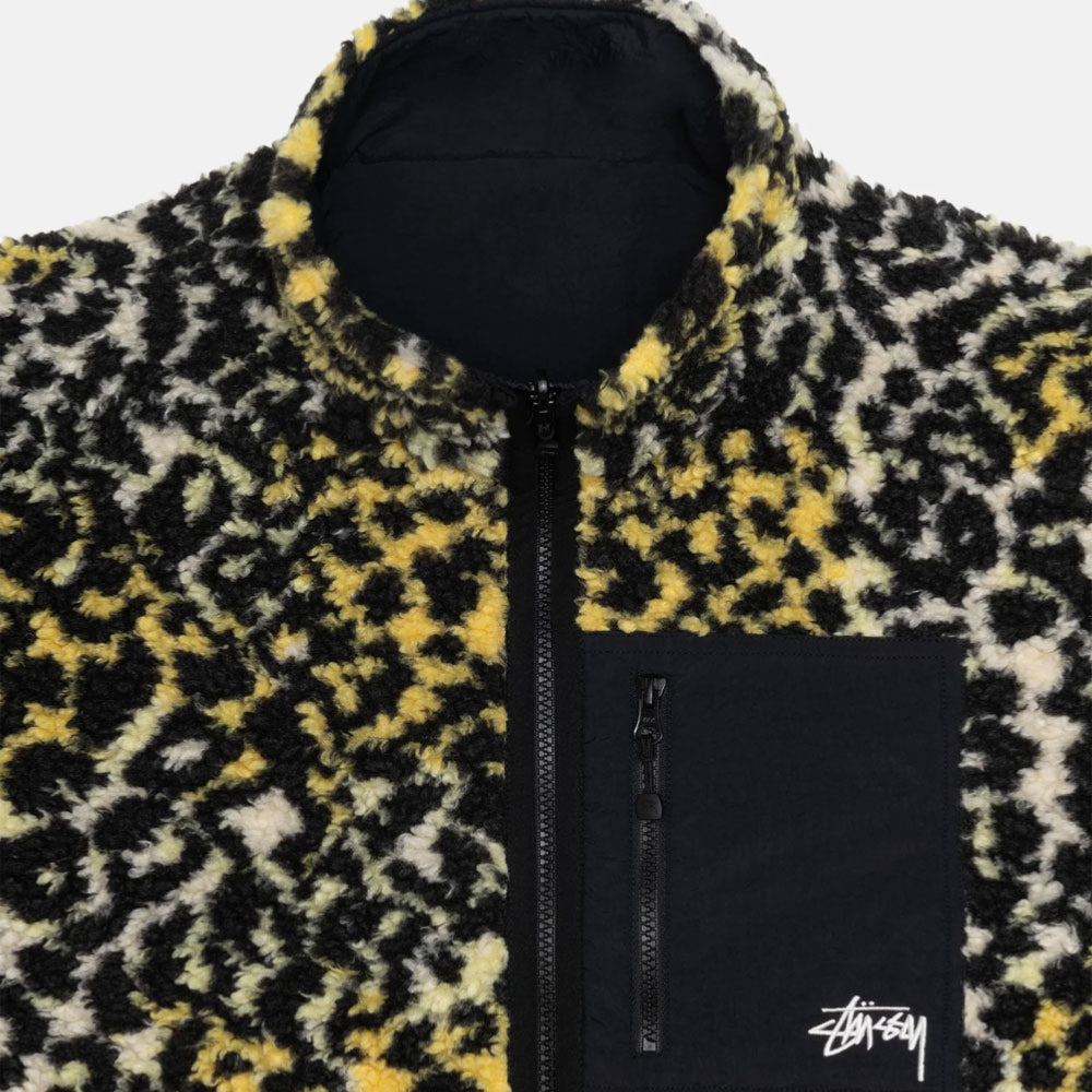 Stussy - Sherpa Reversible Jacket - Yellow Leopard