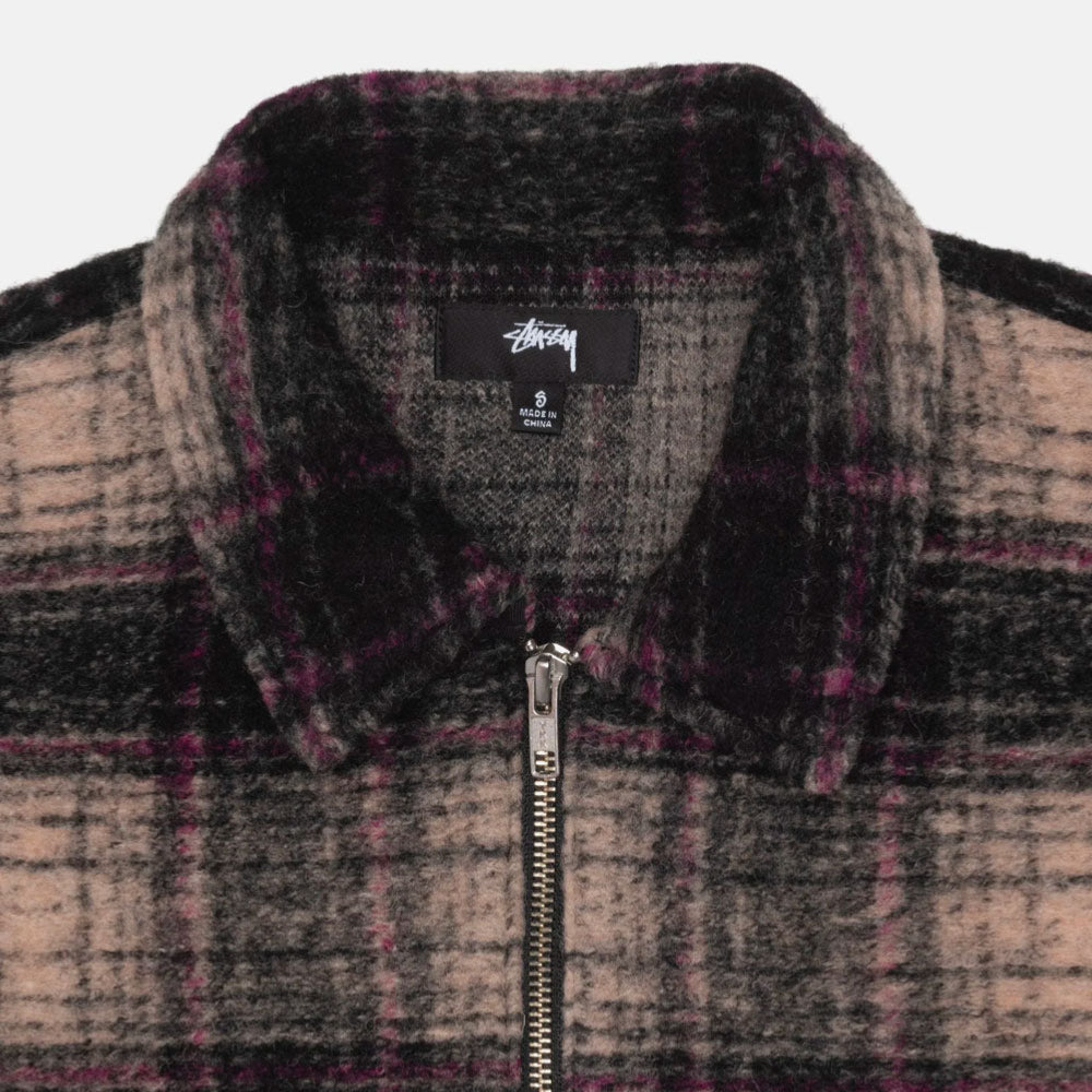 STUSSY - WOOL PLAID ZIP SHIRT - LILAC