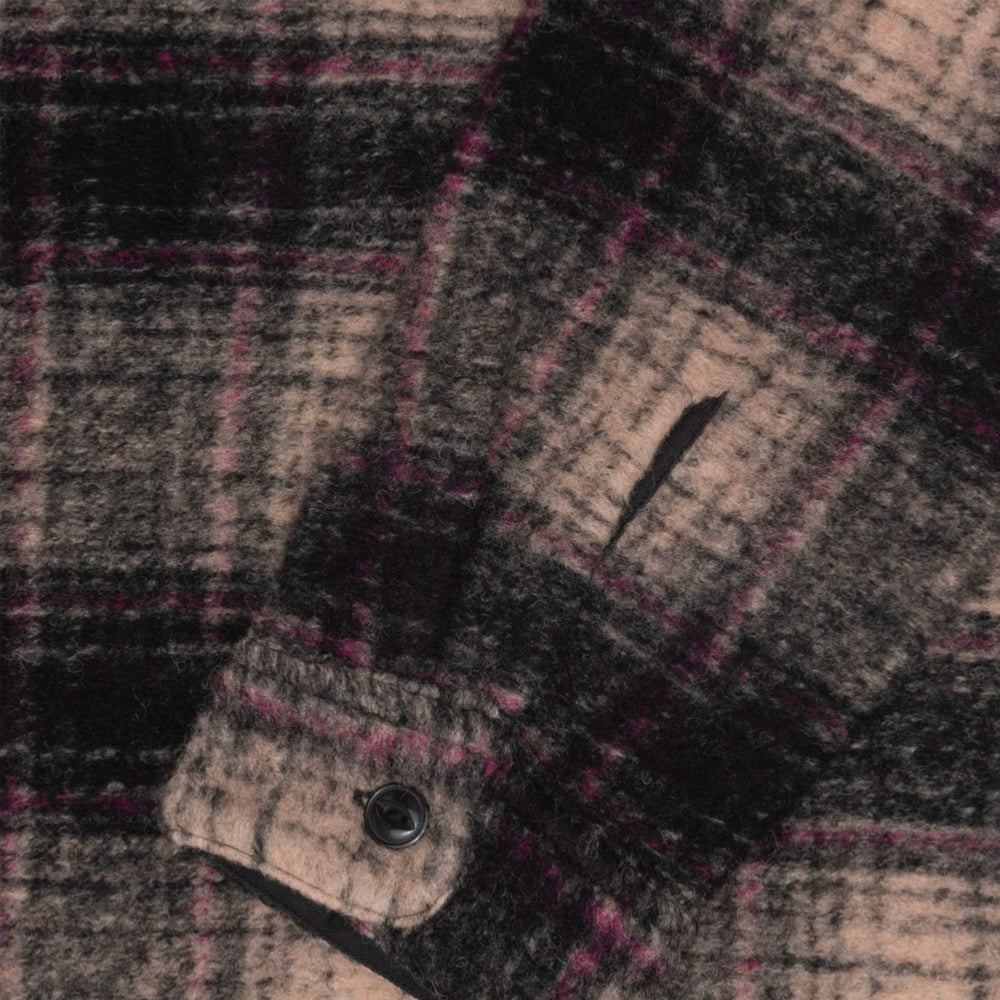STUSSY - WOOL PLAID ZIP SHIRT - LILAC