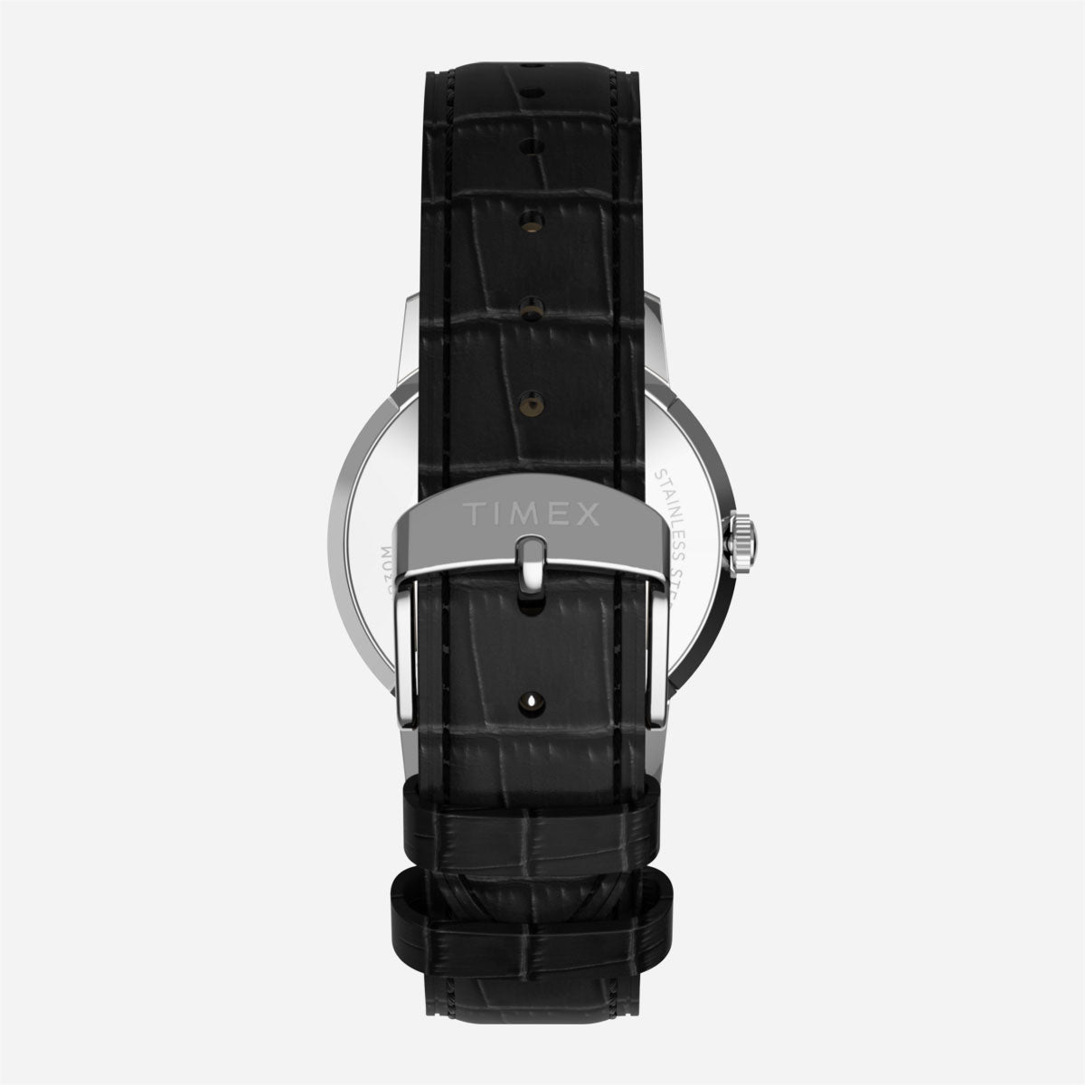 Timex - Marlin Quartz 34mm Leather Strap Watch - Silver White / Black Croco