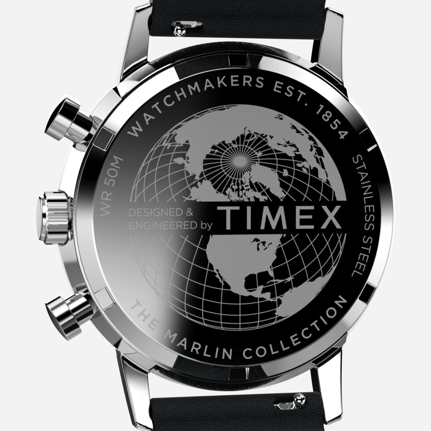 Timex - Marlin® Chronograph Tachymeter 40mm Leather Strap Watch - Black / Stainless Steel