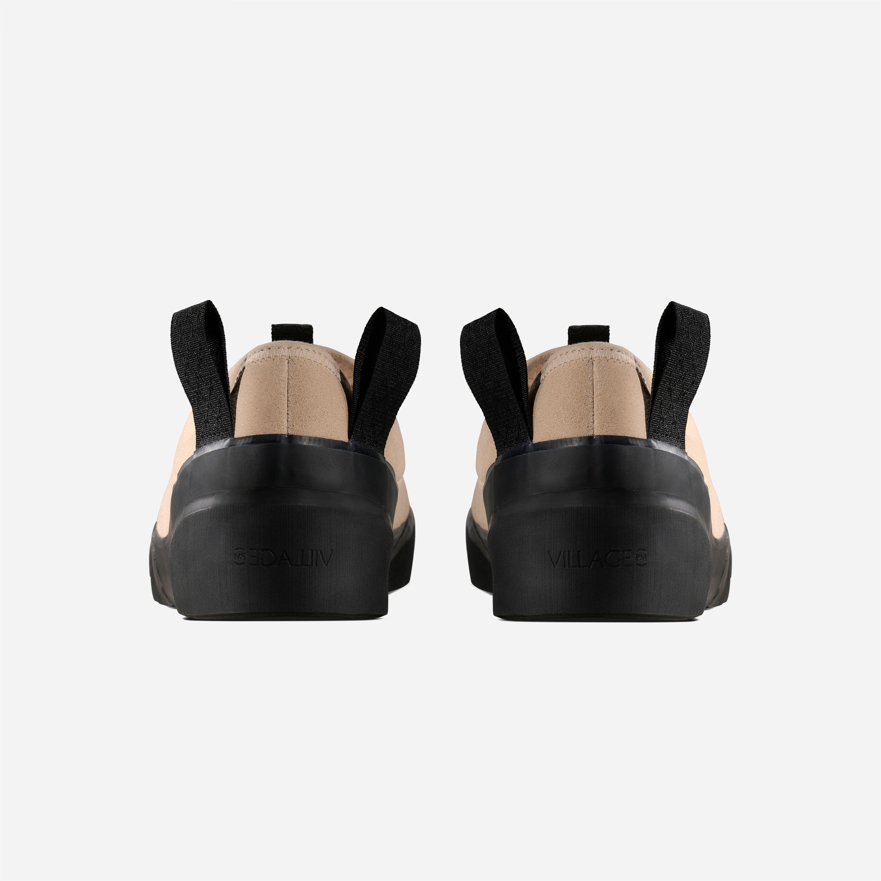 Village PM - 1 PM Leather Suede - Cream Beige / Natural Black