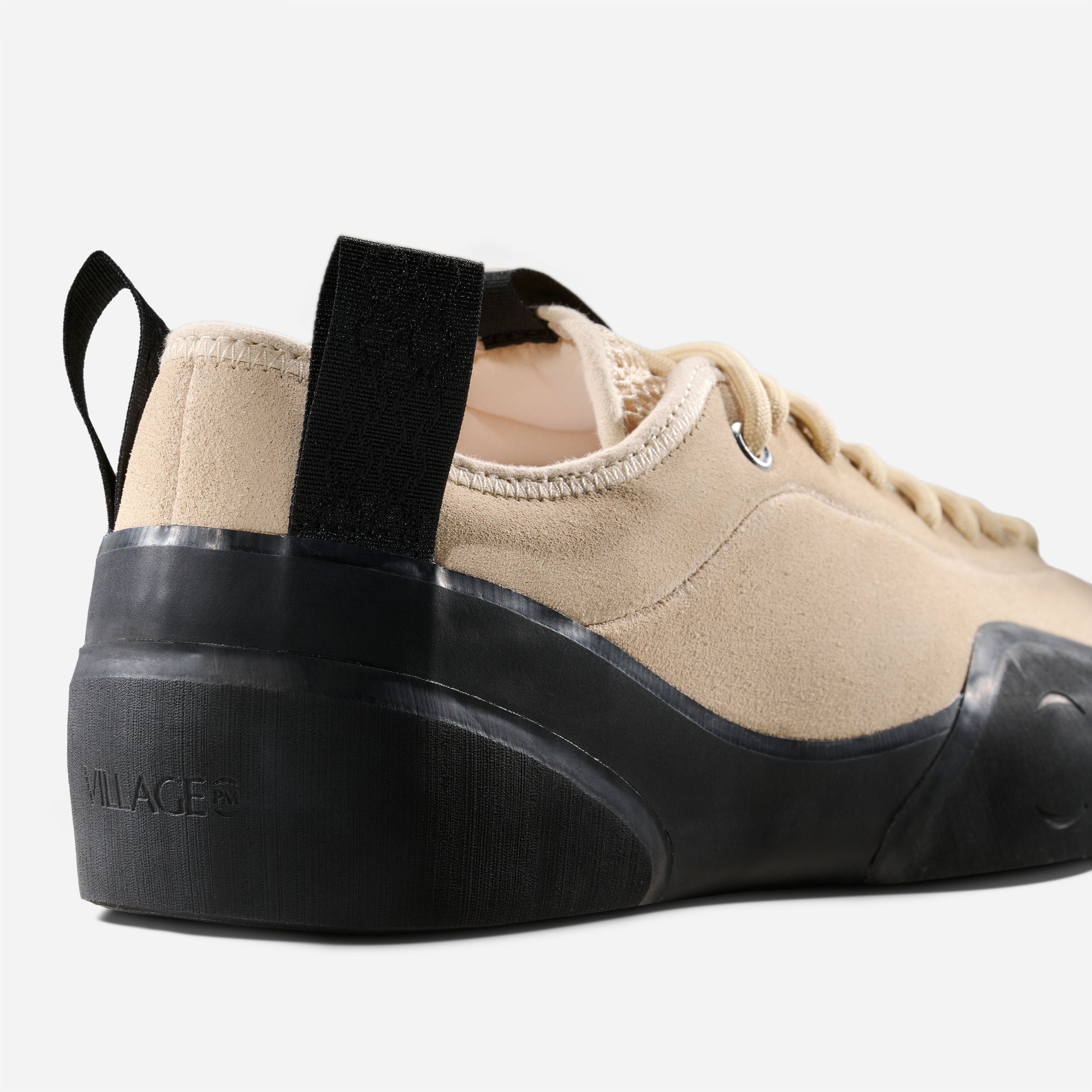 Village PM - 1 PM Leather Suede - Cream Beige / Natural Black