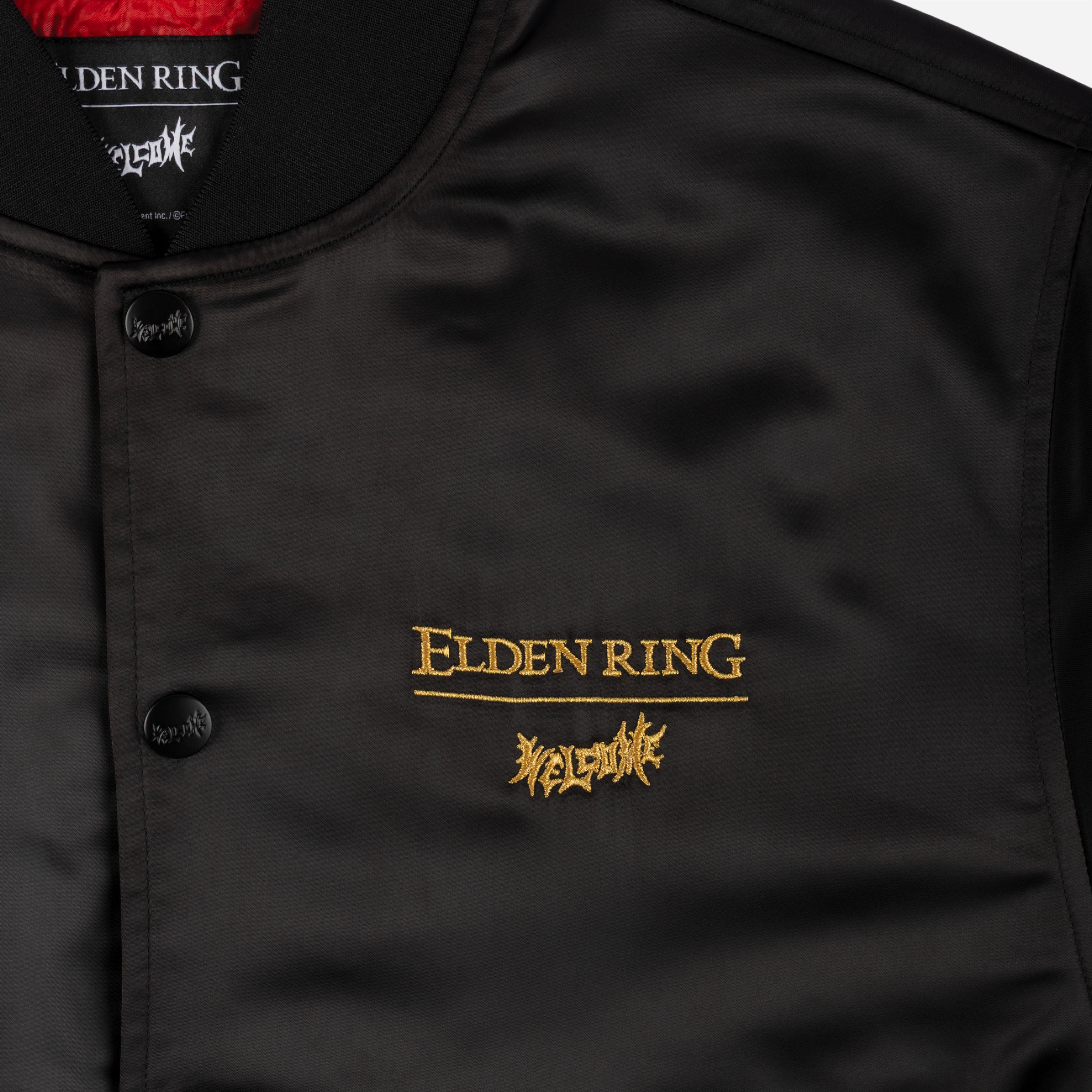 Welcome x Elden Ring - Malenia Embroidered Satin Souvenir Jacket - Black